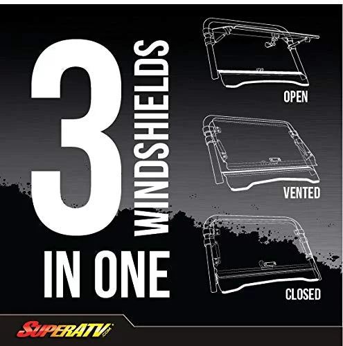 1000 | Year|Round Hard for for Coated Durability Extreme SuperATV Resistant Scratch (2019+) Designed Talon Flip Honda for Windshield 3|in|1 Riding|FWS-H-TAL-70 Heavy | Duty