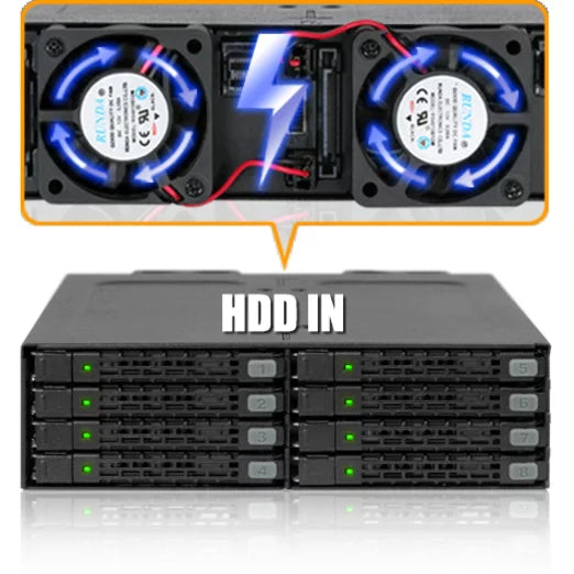 HDD Backplane 1 ICY 8x2.5 Hot x bay MiniSAS 5.25 HD RD in SSD Swap MB998IP-B