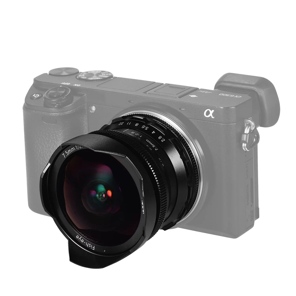 Camera A6100 Lens Aperture with A77II Focus A6500 A6300 Large APS-C E-Mount Manual Angle 180° Andoer Ultra A6600 Andoer A6000 A6400 Frame 7.5mm Wide 5100 F2.8 Compatible Fisheye Lens