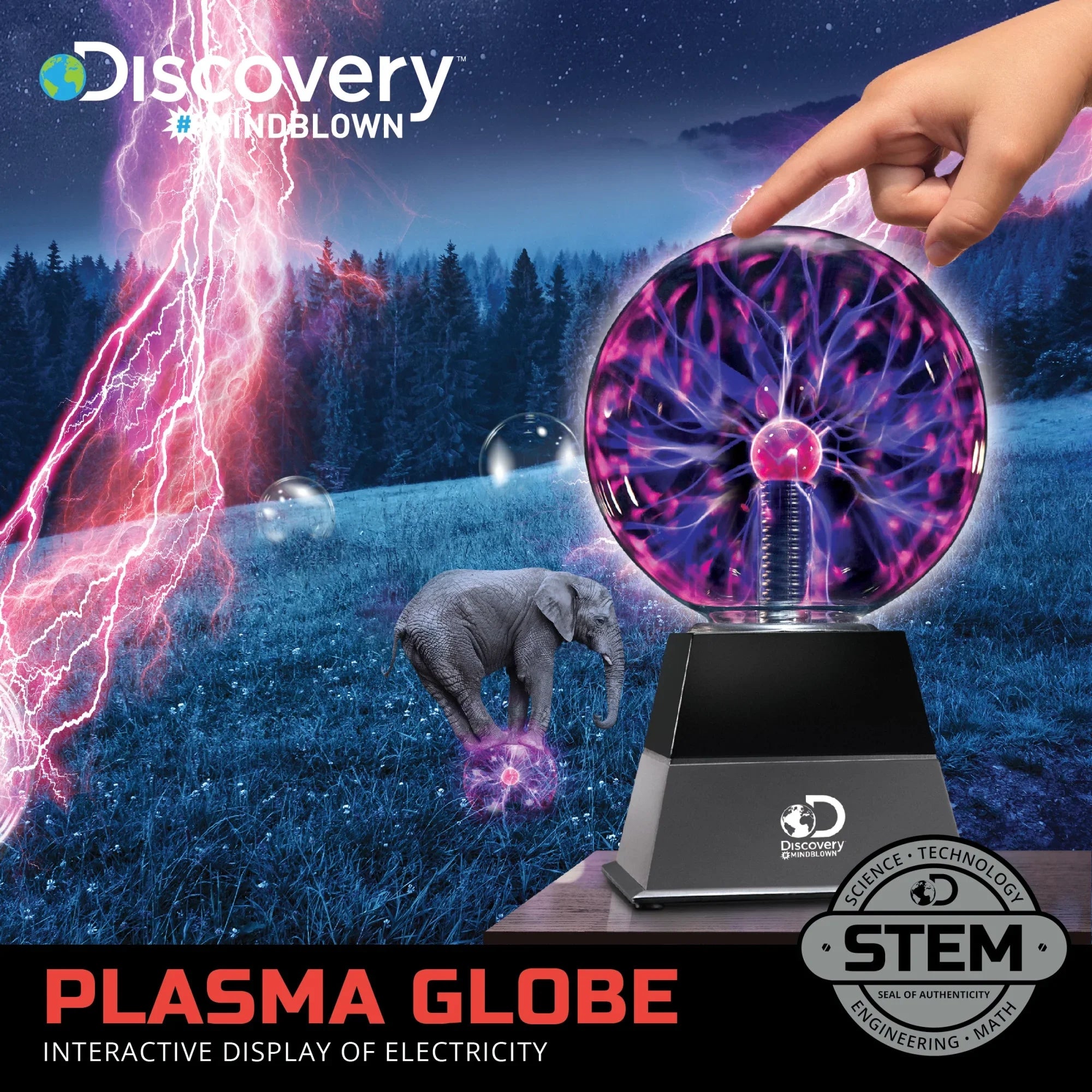 Sound and Sensitive AC Coil, Electric Kids Lamp Touch Adapter, Globe Discovery Plasma for Room Lightning with Lamp-design Desk, Lava Light Tesla STEM Interactive Glass and #Mindblown 6" Includes