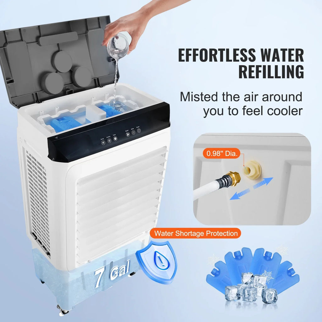 Humidifier Evaporative Swamp SKYSHALO 12h CFM Cooler Timer 2100 Air 3-in-1 7 Cooler Gal