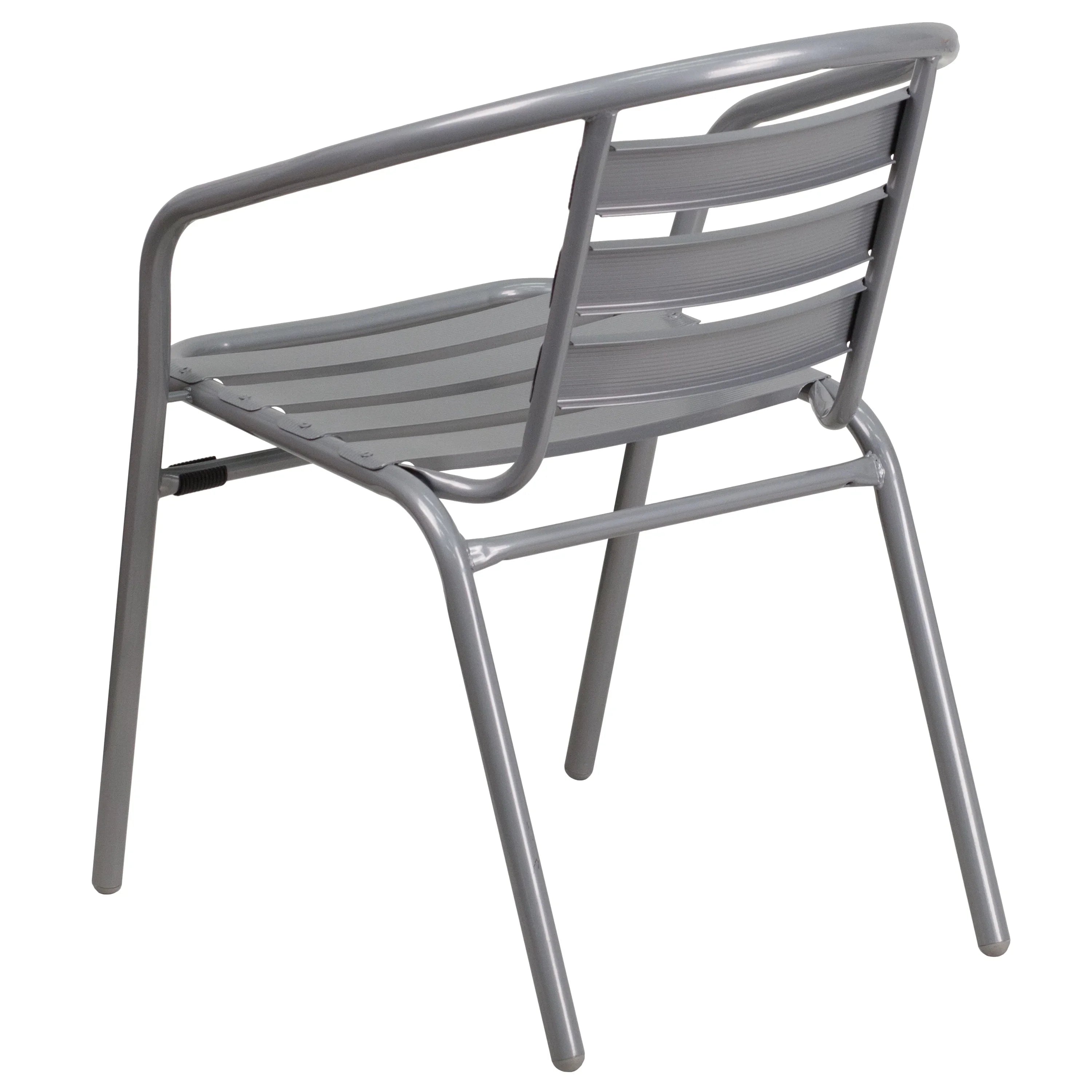 with Restaurant Slats Flash Chair Aluminum Furniture Stack Pack Metal Silver 4