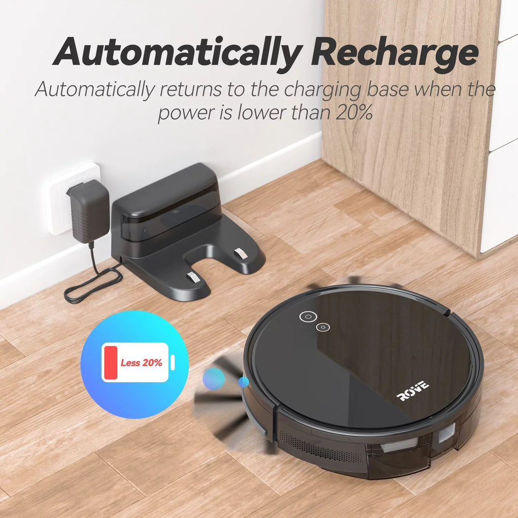Self-Charging, Automatic & Care, Pa Suction Robot Carpet Hard Robotic Sweeper 2600mAh Life for 2000 Cleaner, 600ML Pet Dustbin, Strong Low Rove with Ideal Battery Pile and Vacuum Floor