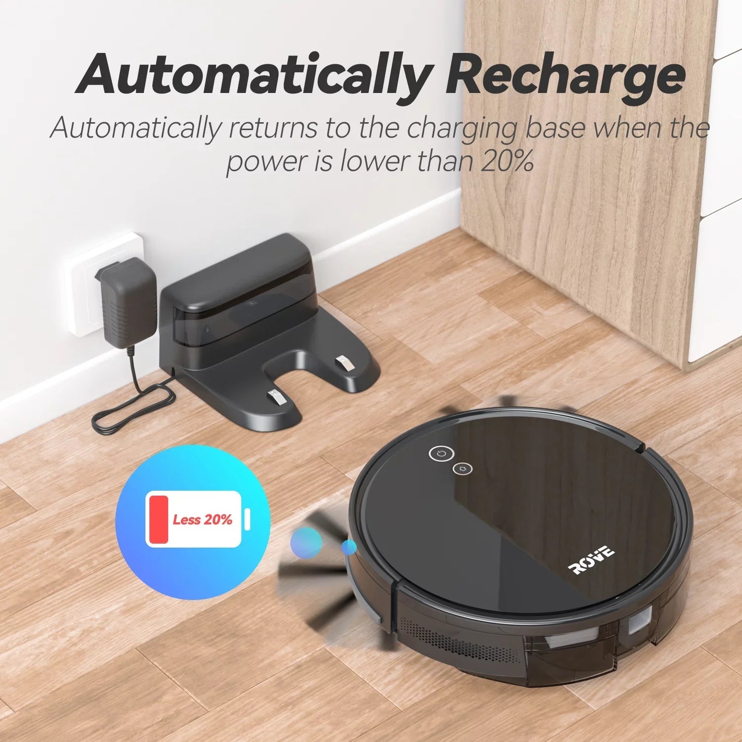 Self-Charging, Automatic & Care, Pa Suction Robot Carpet Hard Robotic Sweeper 2600mAh Life for 2000 Cleaner, 600ML Pet Dustbin, Strong Low Rove with Ideal Battery Pile and Vacuum Floor
