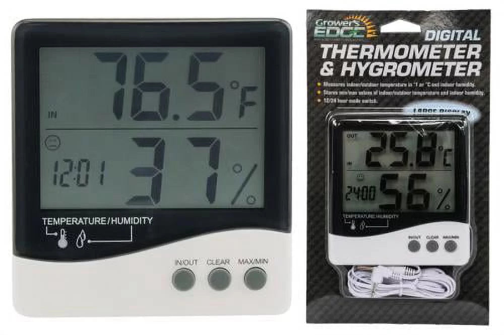 Edge (20/Cs) Large Grower's Hygrometer / Thermometer Display