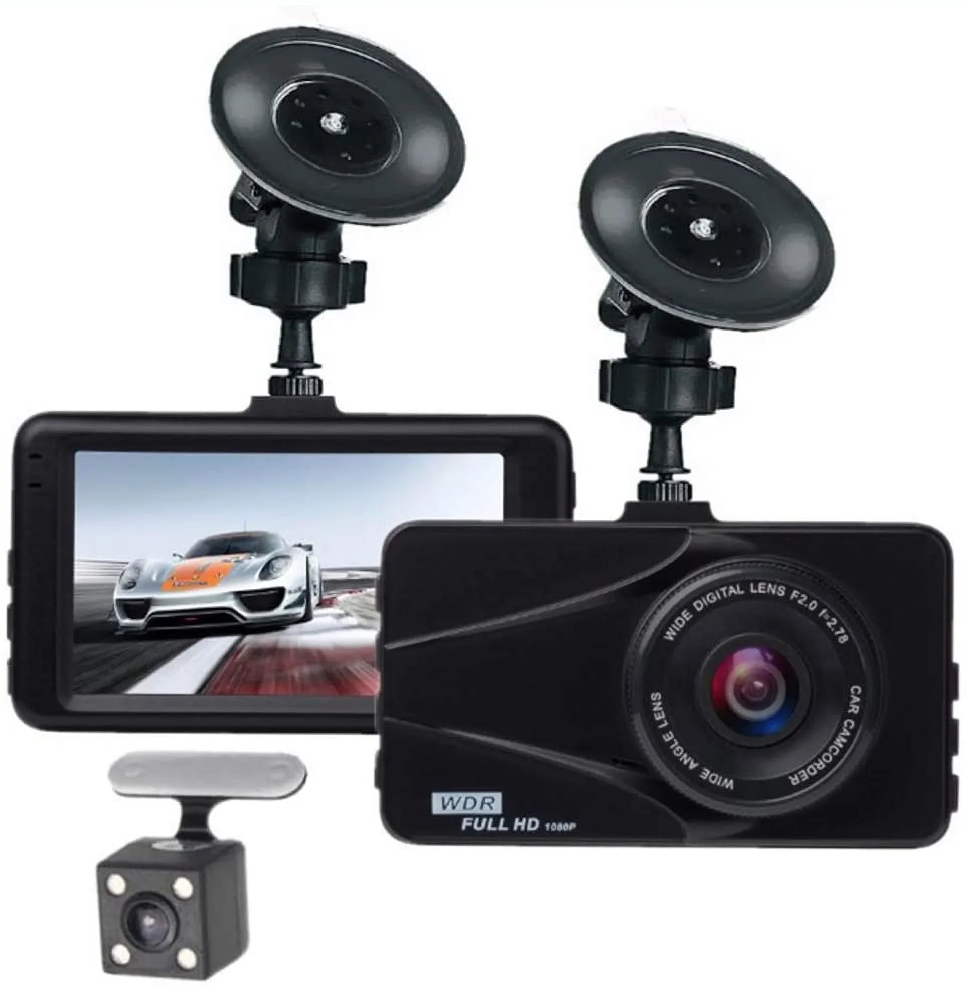 G-Sensor, Plus Images Video T670 Wide Motion Angle, Tesla Loop 170° 3" Recording Travel Dash Dual Screen Cam LCD HD DVR Excellent WDR, Detection For Full Recorder