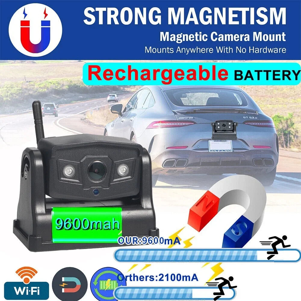 Front/Rear Camera, JLLOM 9600mAh Backup Reliable WiFi Battery, Wireless, View Magnetic