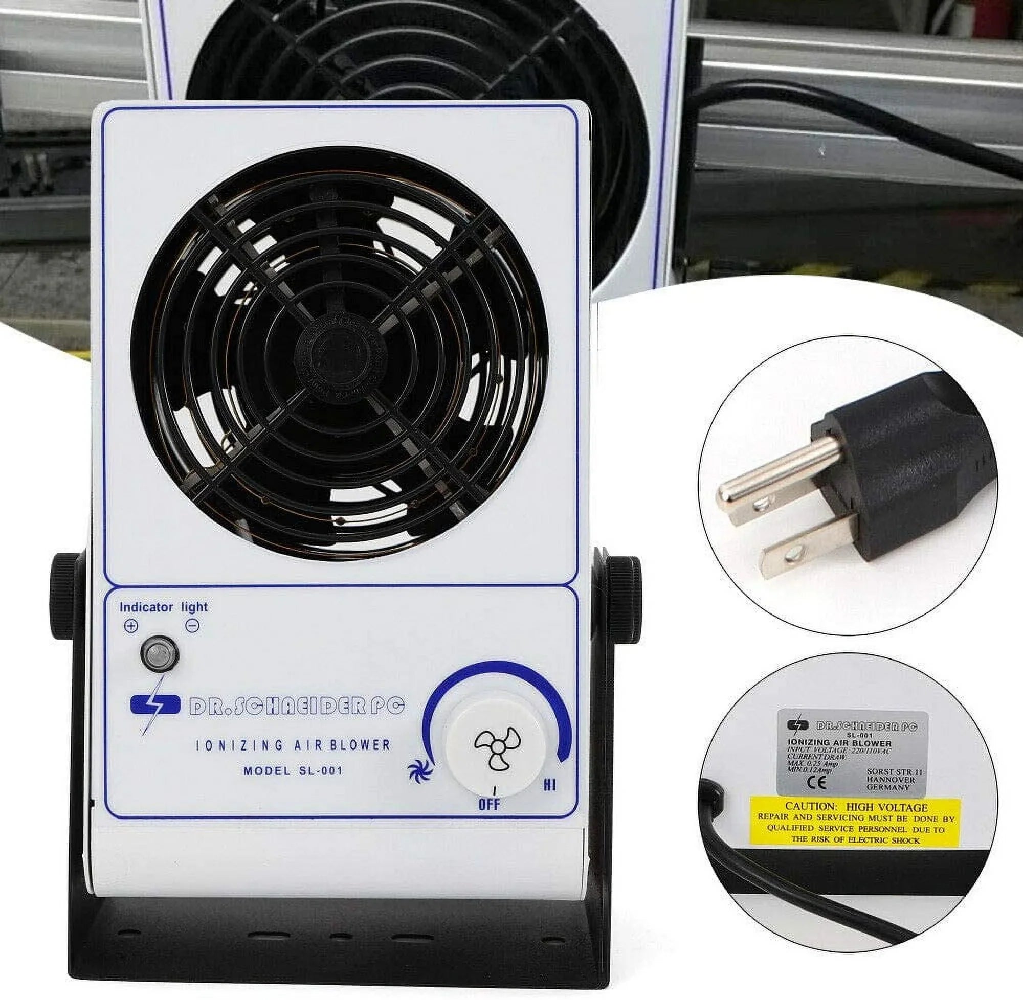 Air Static Eliminator Ionizer Ionizing 110V Ion Fan OUKANING Blower Anti-Static Discharge