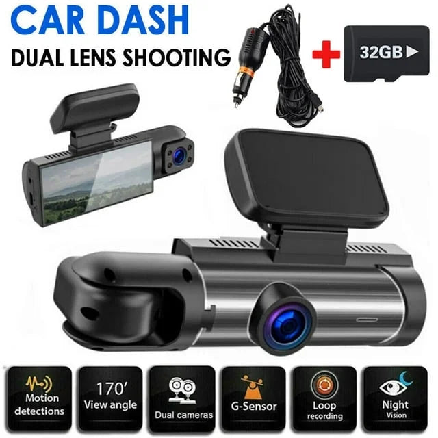 Camera Car HD Dual Dash Video or Vision Xhy Motion Lens 1080P Recorder G-Sensor, DVR Night Cam Driving Front Detection Inside