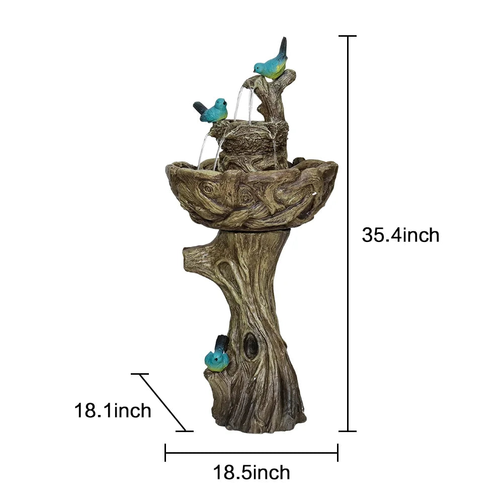 liquid with Stump Bird Waterfall Porch Decor Fountain 3-Tier Garden Bath Freestanding Patio Yard exterior Pump for Patio Fountain exterior liquid Patio Fountain Like Birds Fountain