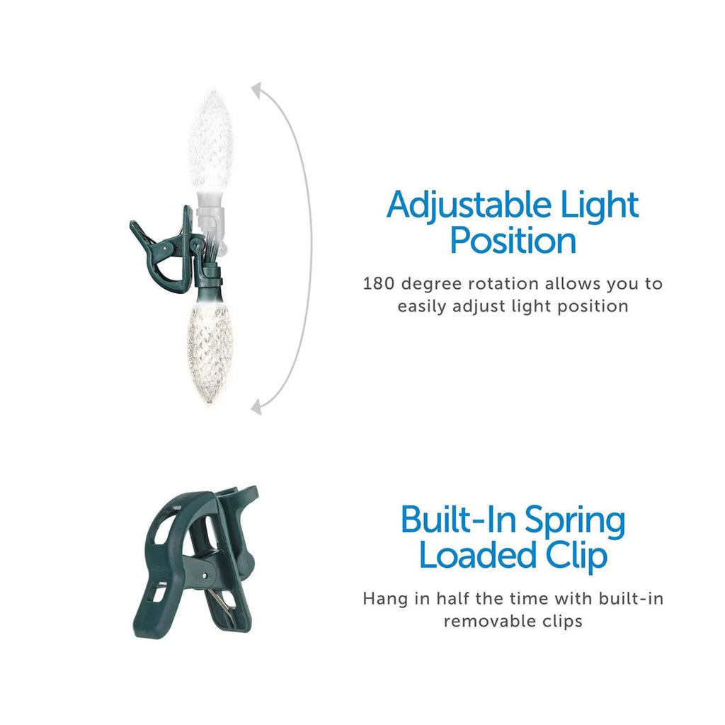 Clip 100 String Lights Warm Bulbs LED Christmas Quick (3 NOMA Pack) C9