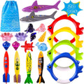 Summer Learning & Toys Skill with Playoza Boys Girls Swimming Bag,20 Set, Games Storage Diving Swimming Swim Gifts for for Underwater Dive Pool Diving Toys Kids,Fun Pool Pack Development Swim