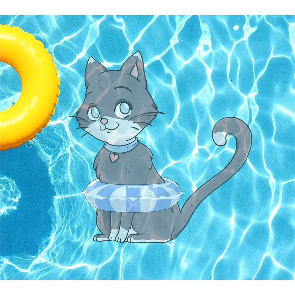 Gray Mat in Woody's Slick Pool 60" Tattoo Underwater Kitten Vinyl