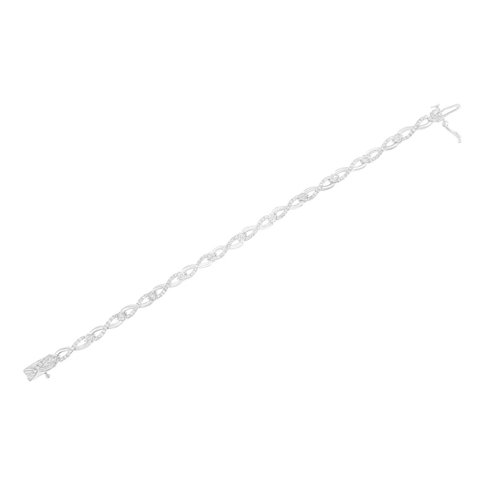Color, I2-I3 7.25" Bracelet Diamond Link Set Sterling Infinity 1.0 Silver Clarity) .925 Prong Cttw (I-J -
