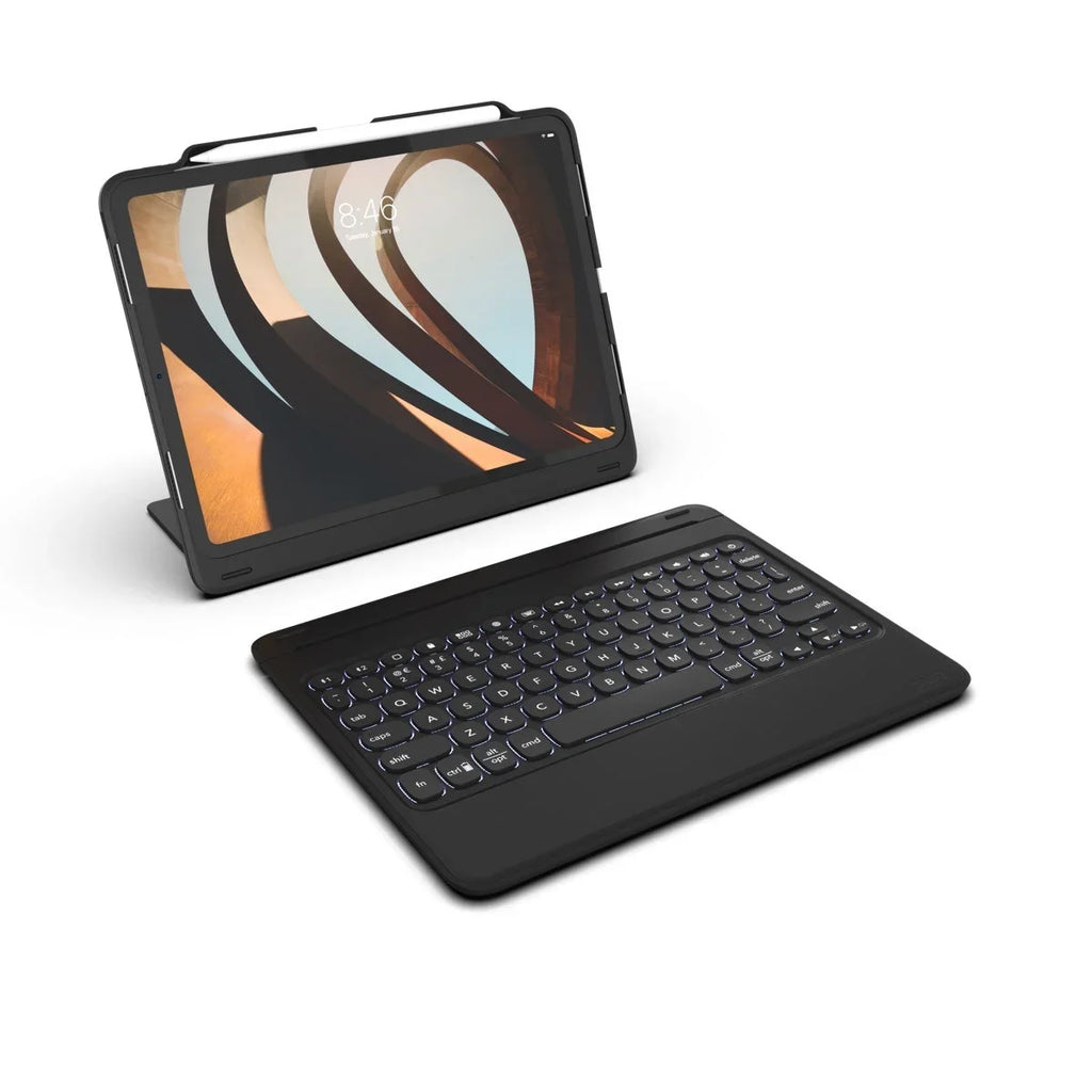 Keyboard 12.9" 3 Case (2020) Gen - ZAGG Durable (2018) Go and Gen - Pro Black for Book 4 - Bluetooth Rugged and iPad