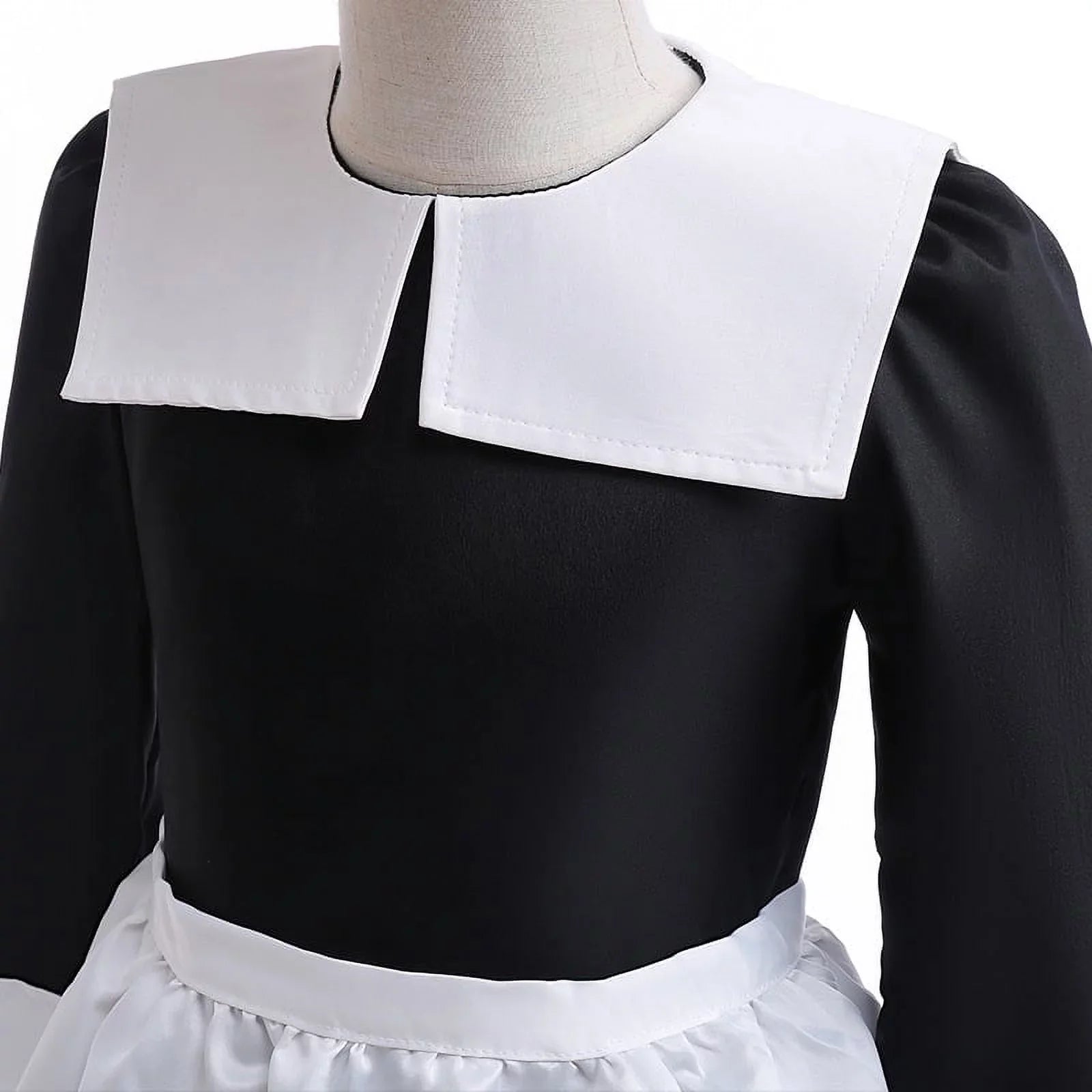 Kids with Wig Series Outfit outfit Sleeve Wednesday Addams Hkiytime outfit Skirt Girls Cosplay Long 2022 Halloween TV Clothes