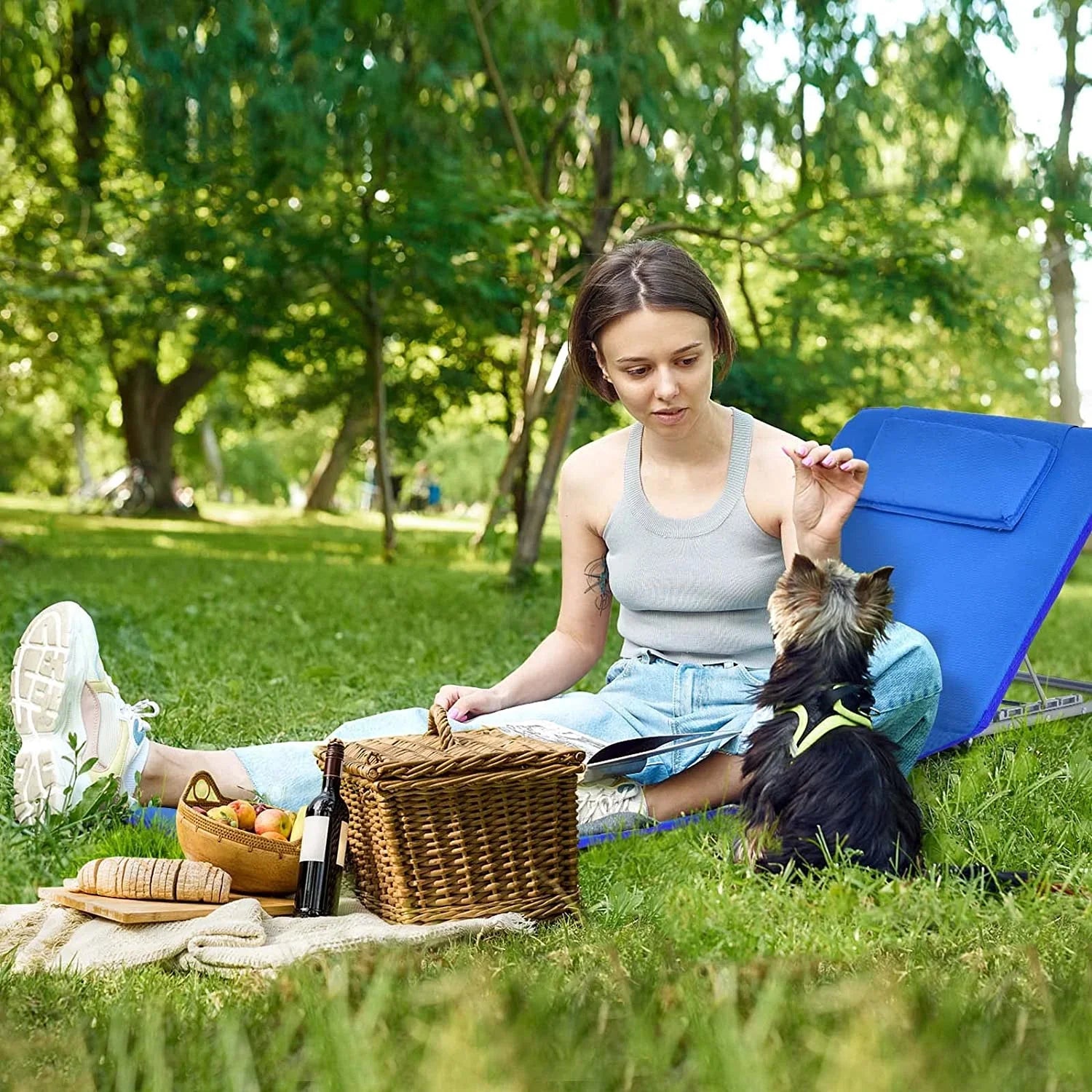 Side Adjustable Lawn 5 Chairs Folding Position Adults Chairs, Camping, Lounge with Beach for Table, Chair 2-Pack Set for Sunbathing,