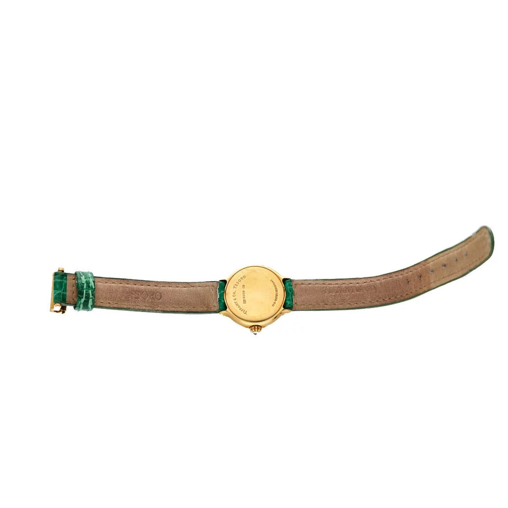 Case Ladies Tesoro Dial Watch 18k L0130 Leather Yellow White Gold Tiffany&amp;Co
