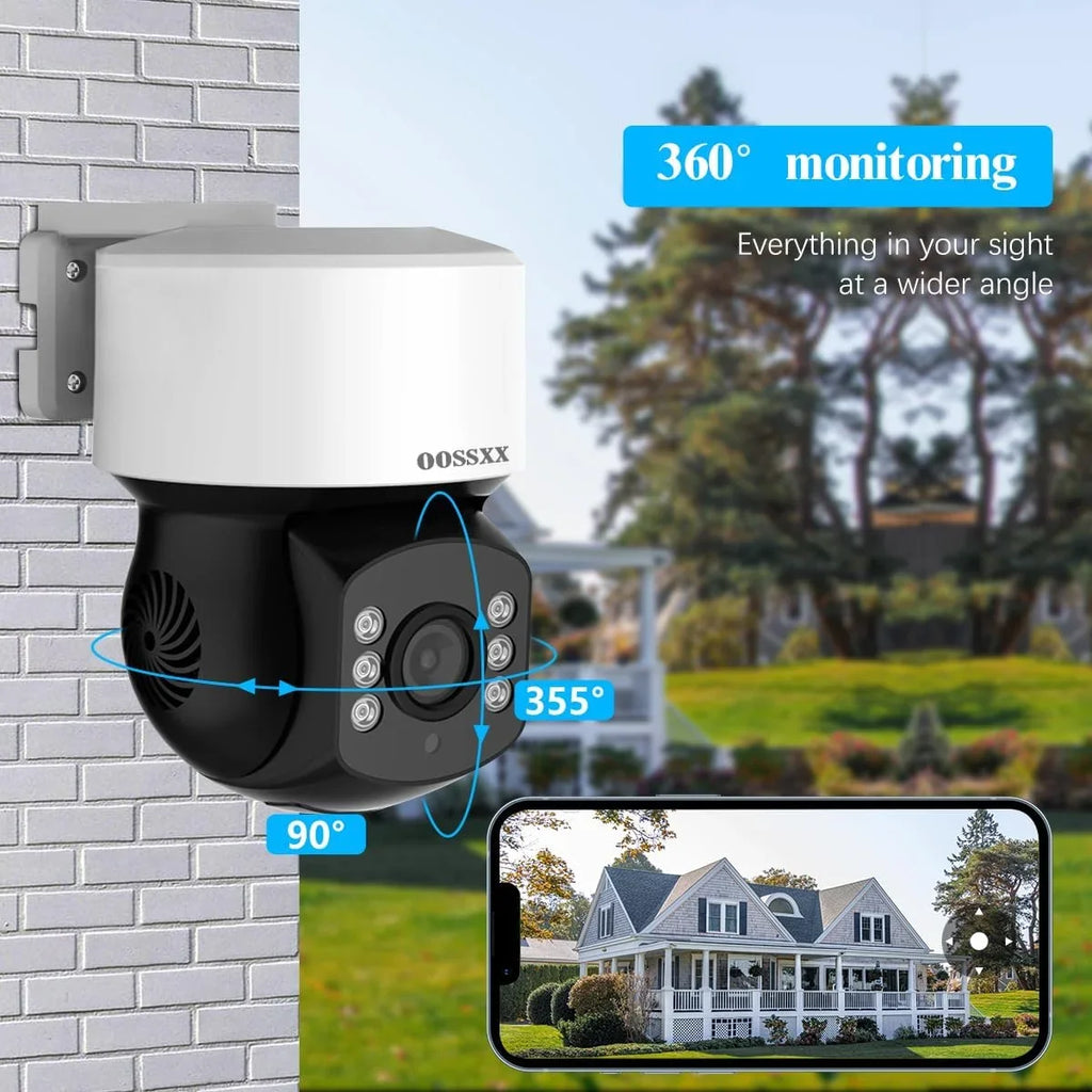 Wired Camera System (360° Camera System Security PTZ Surveillance Outside Indoor CCTV Video exterior Surveillance Video Cameras Equipment Security Zoom) Home Digital