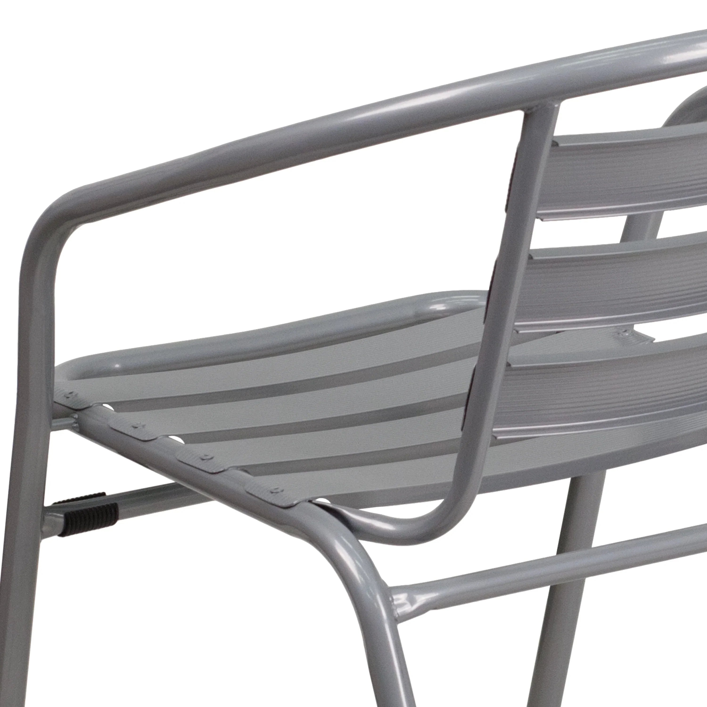 with Restaurant Slats Flash Chair Aluminum Furniture Stack Pack Metal Silver 4