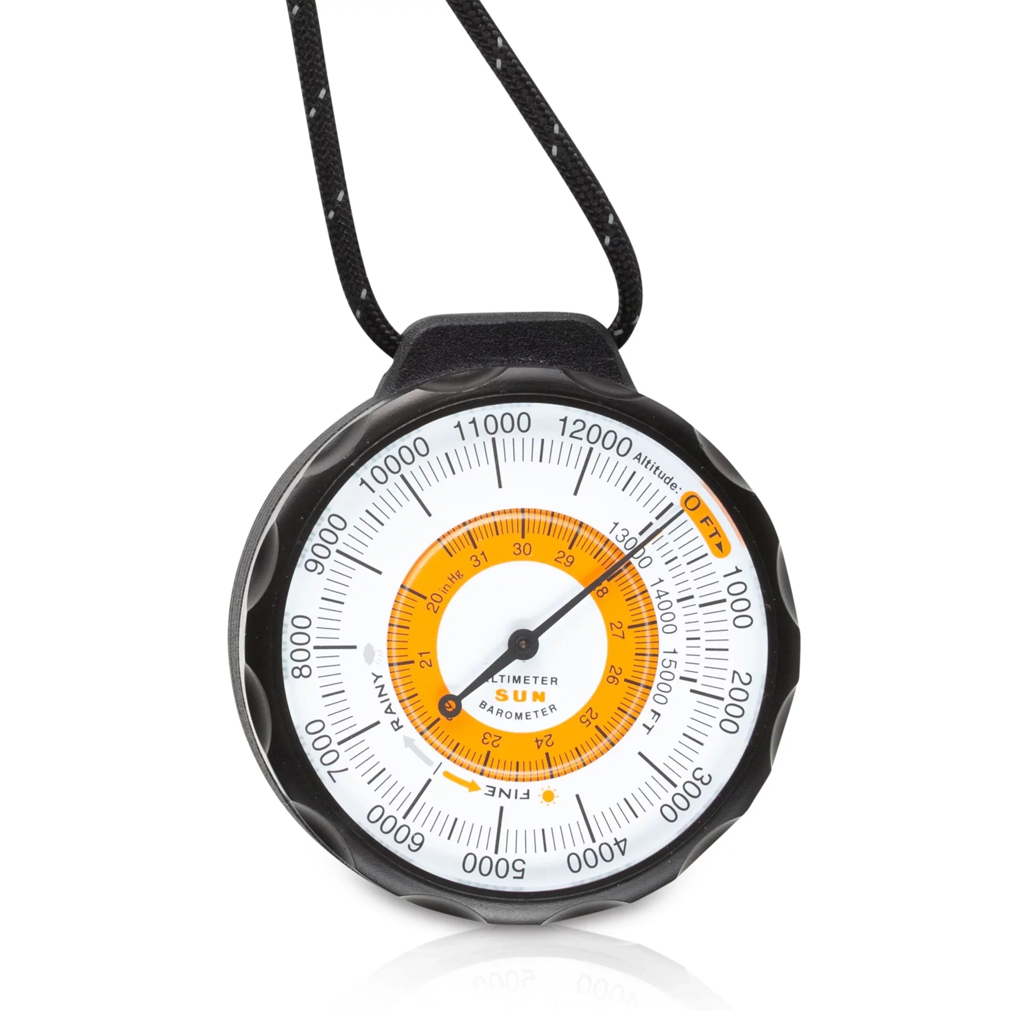 to and Barometer Indicator Company Sun | 0 Case Rugged Reads climate-Trend Feet Aluminum Altimeter Battery-Free Lanyard Ascent | 15,000 Altimeter from - and with Reflective Altitude