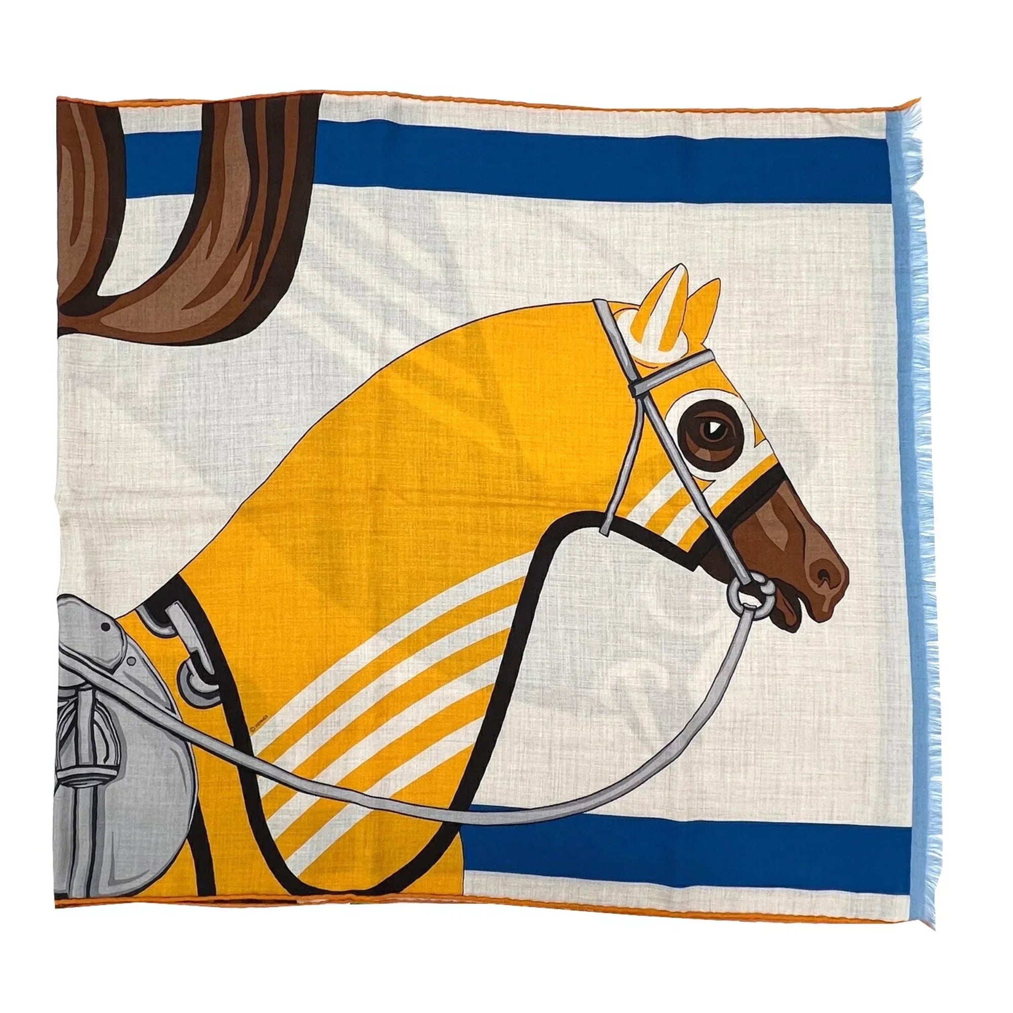Jaune (Like Men's HERMES Cashmere Spring/Summer 2022 Natural Women's Stole Scarf Silk Pre-Owned 22SS Hermes Rectangle Collection Marine New)