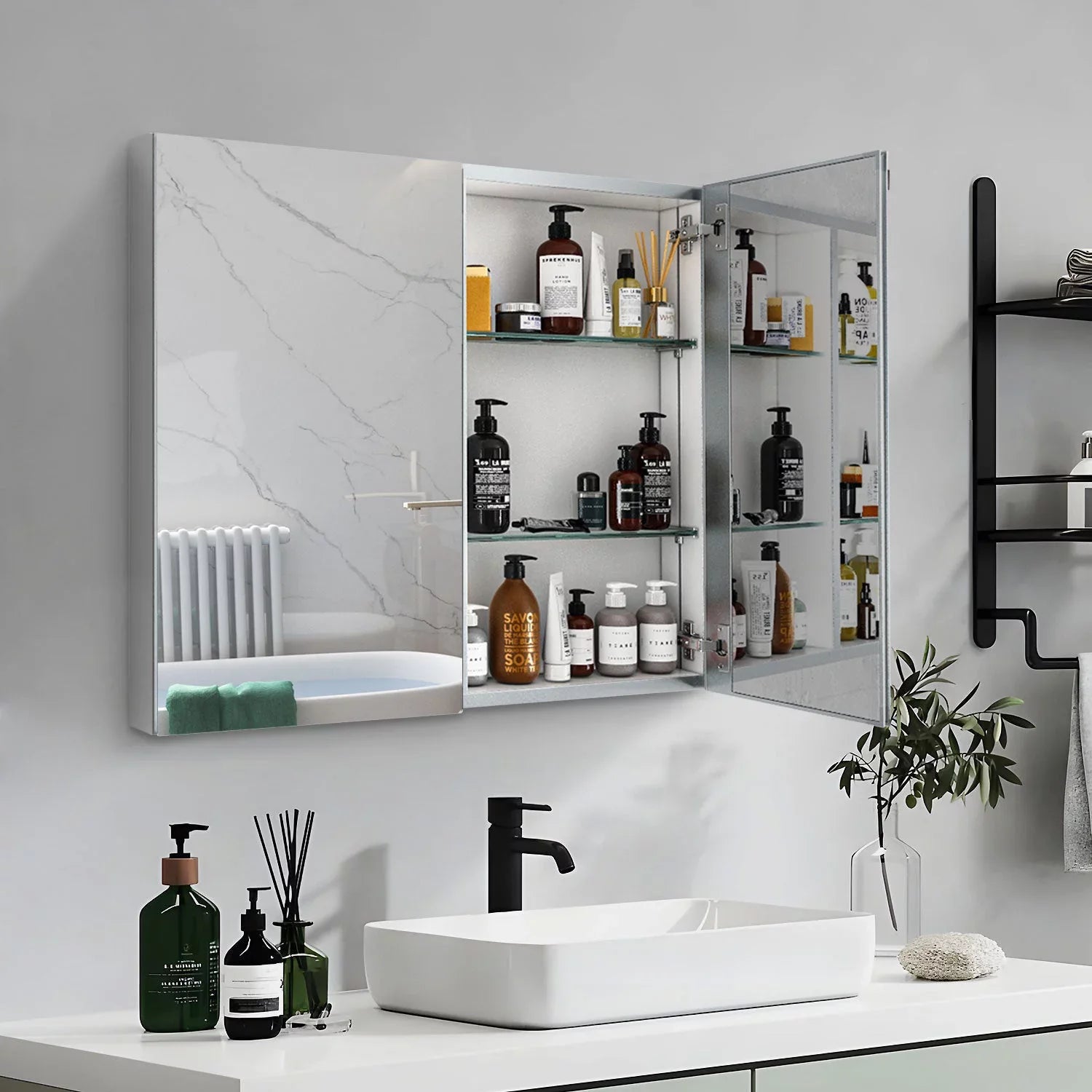Reflections Mirror Medicine Cabinet Elegant Double Door