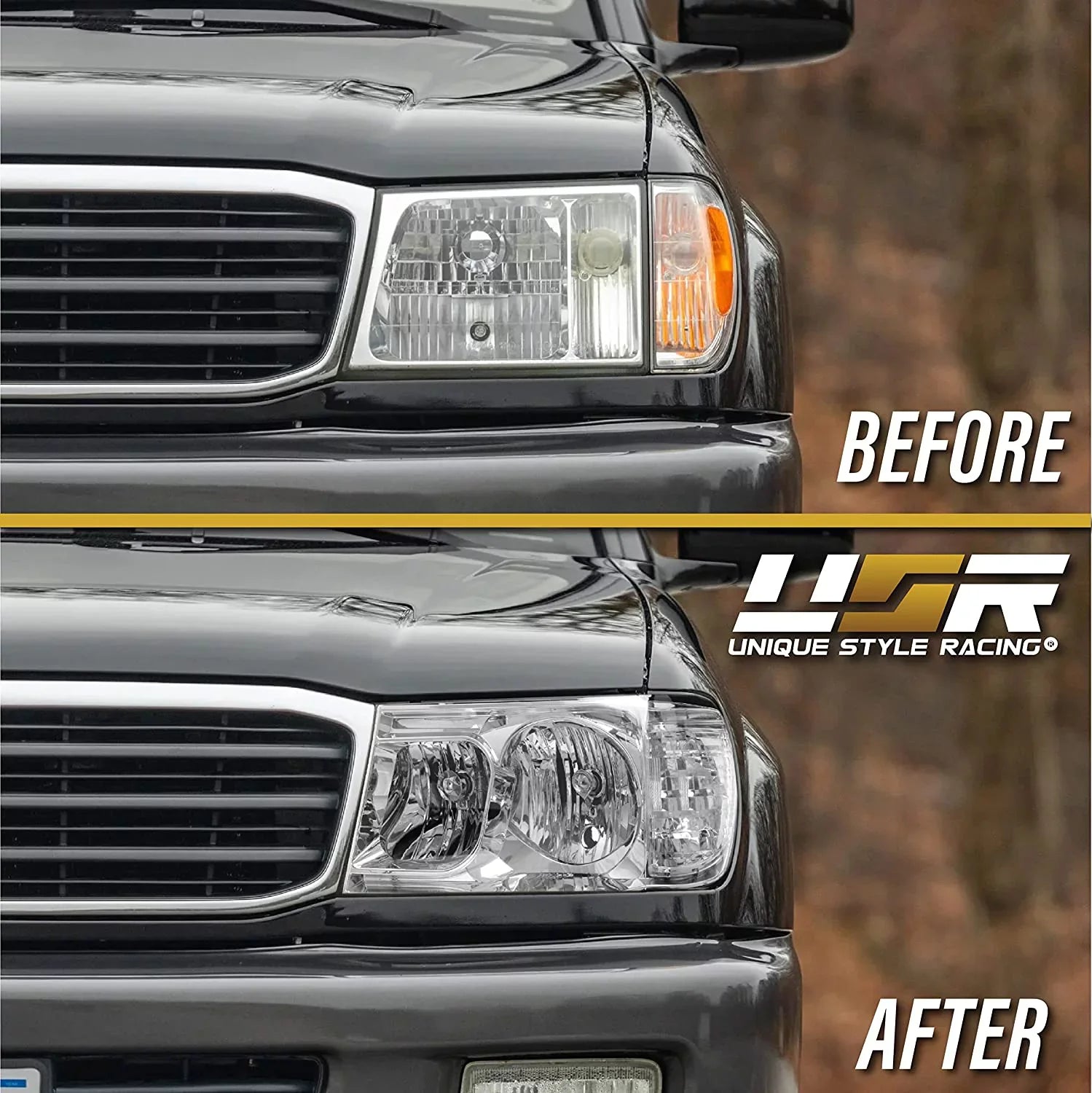 Headlights (Left Design) DEPO USR 100 Corner Headlamps - Right) Piece Clear Cruiser Land ONE 1998-2005 Set + FJ FJ100 design with with (Euro Compatible