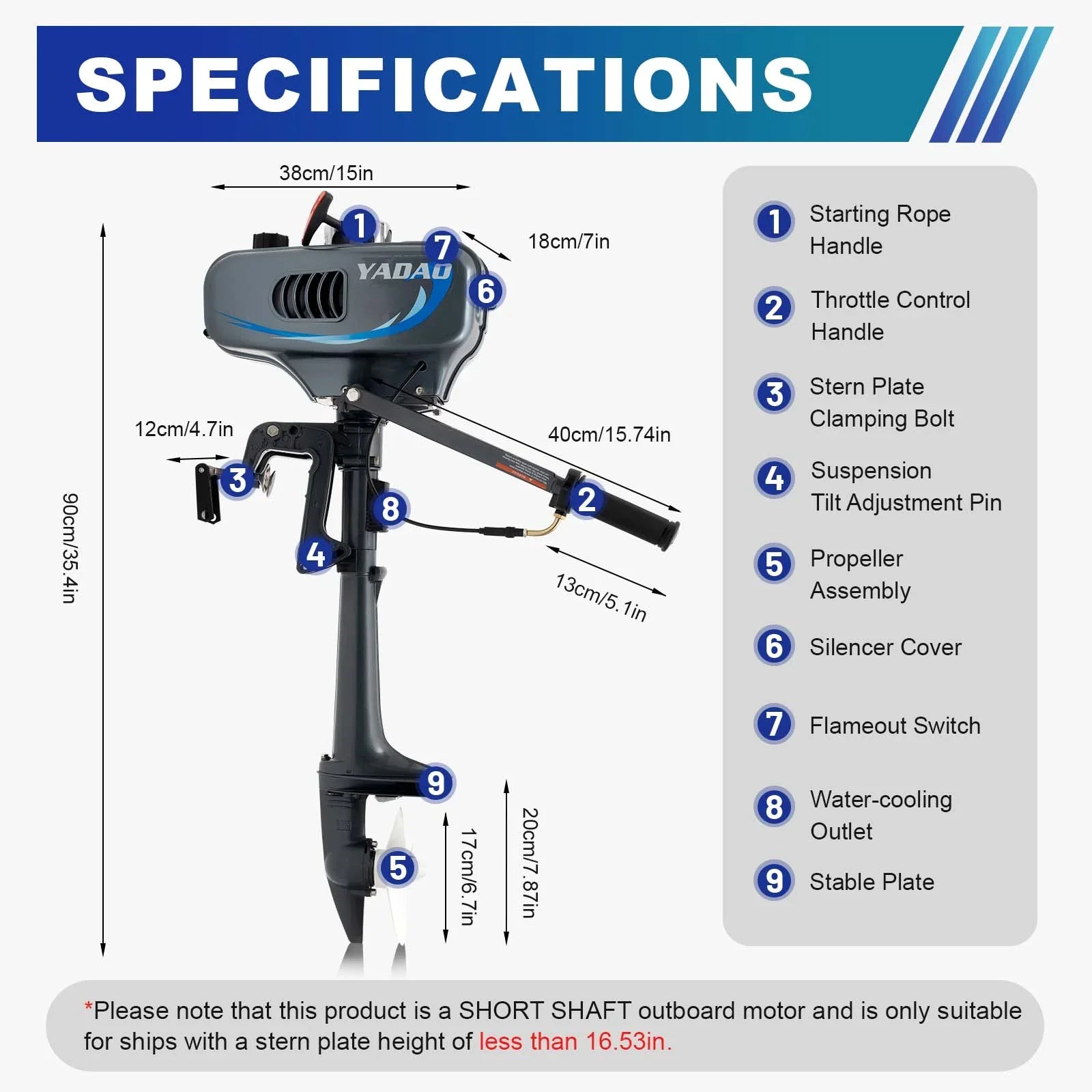 WUZSTAR 2 System Cooling Engine Outboard liquid 3.5HP Motor Boat Stroke W/CDI Fishing
