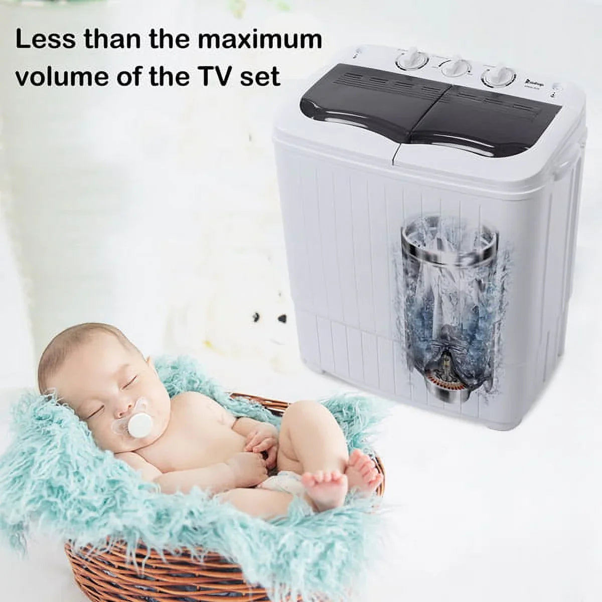 with 6.6lbs Washing SYTHERS Dorms Tub Machine 7.7lbs Spinner, Apartments Mini Pump, for Machine Washer 14.3lbs, Semi-Automatic Drain Combo Twin Washer with