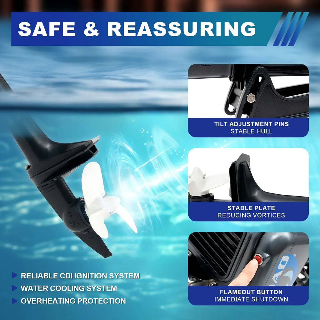 WUZSTAR 2 System Cooling Engine Outboard liquid 3.5HP Motor Boat Stroke W/CDI Fishing
