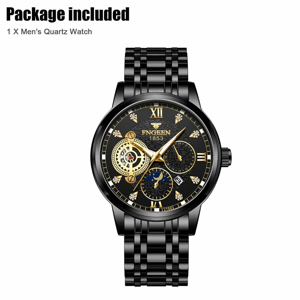 Watch Classic Wristwatch Quartz Luxury Steel Waterproof Men's Stainless Luminous