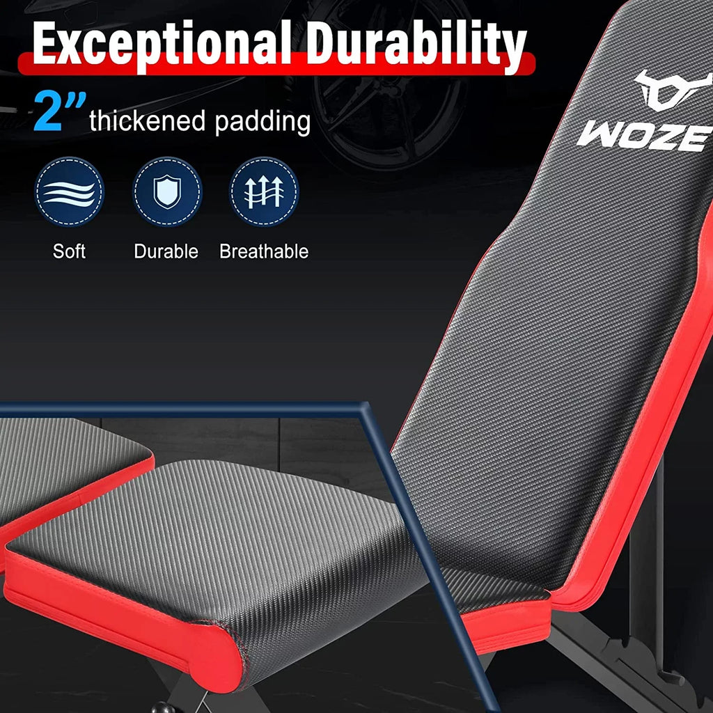 Full Home Foldable Adjustable Decline Bench Workout WOZE Body New Bench, Strength Bench Weight Gym for Incline - Version Multi-Purpose for Training,
