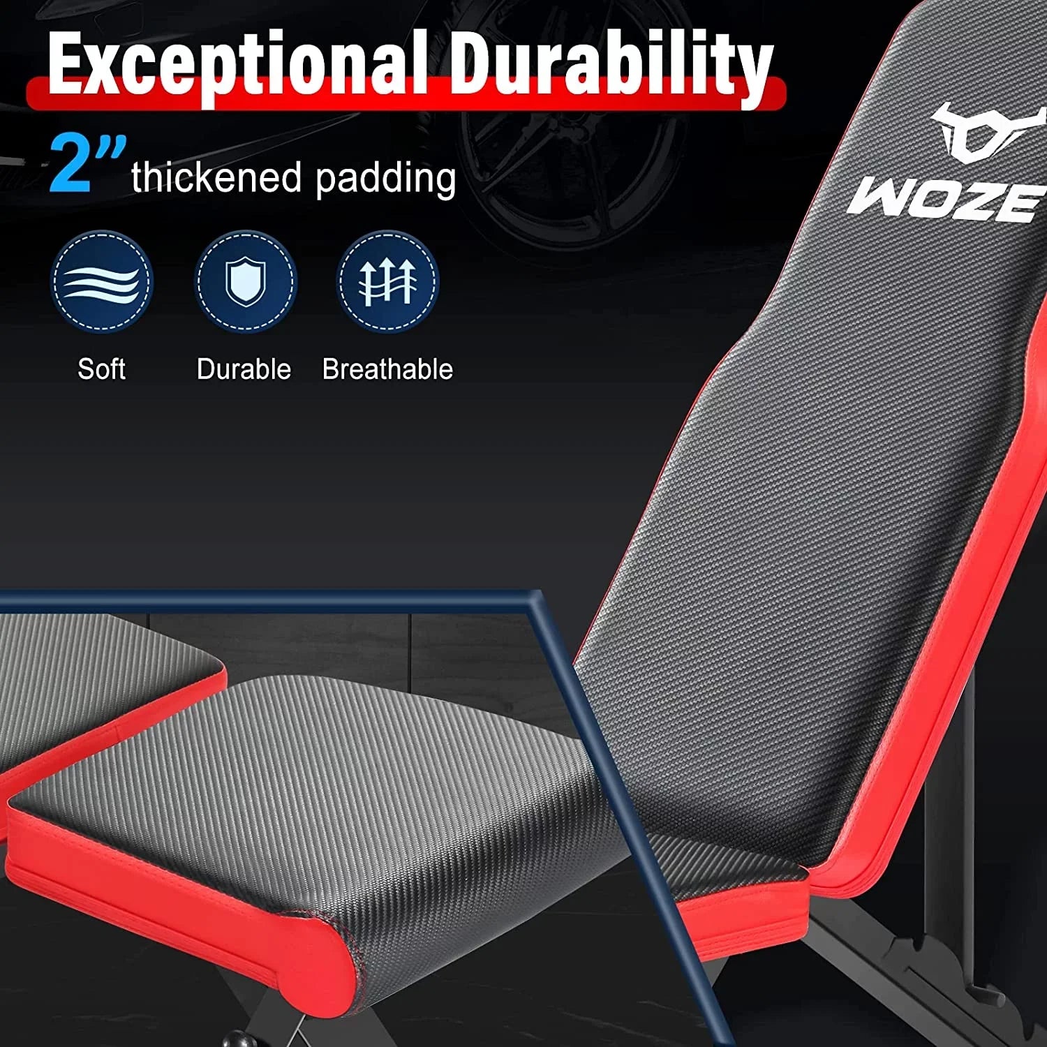Full Home Foldable Adjustable Decline Bench Workout WOZE Body New Bench, Strength Bench Weight Gym for Incline - Version Multi-Purpose for Training,