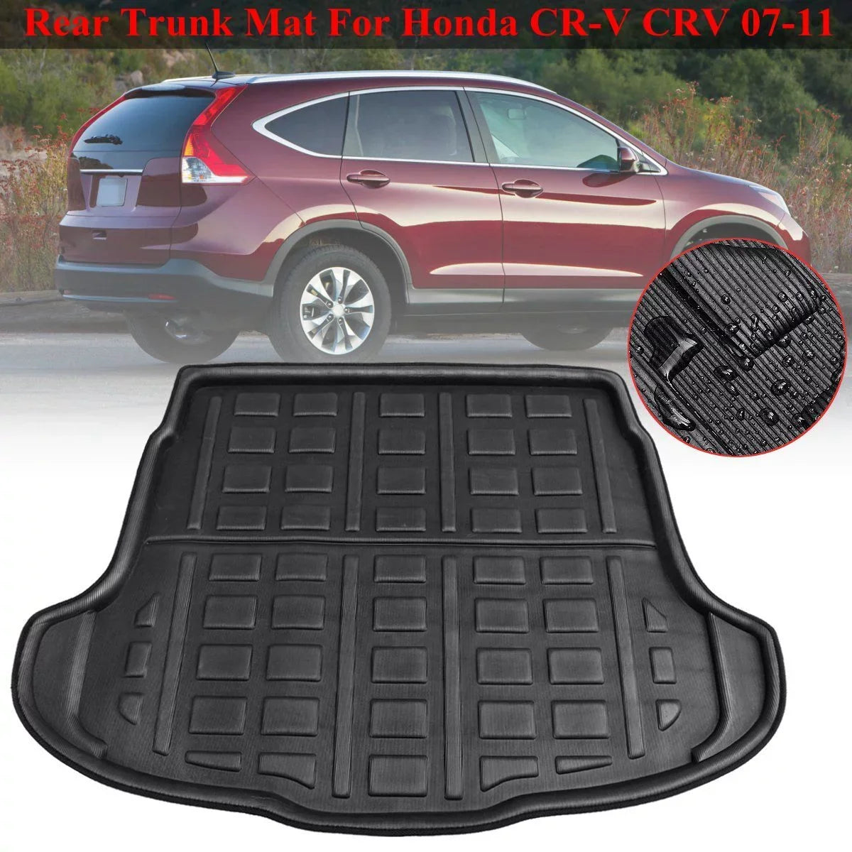 2007-2011 Honda Liner Tray for CRV CR-V Trunk Boot Rear Black climate, Waterproof Floor Mat All 1pcs Cargo