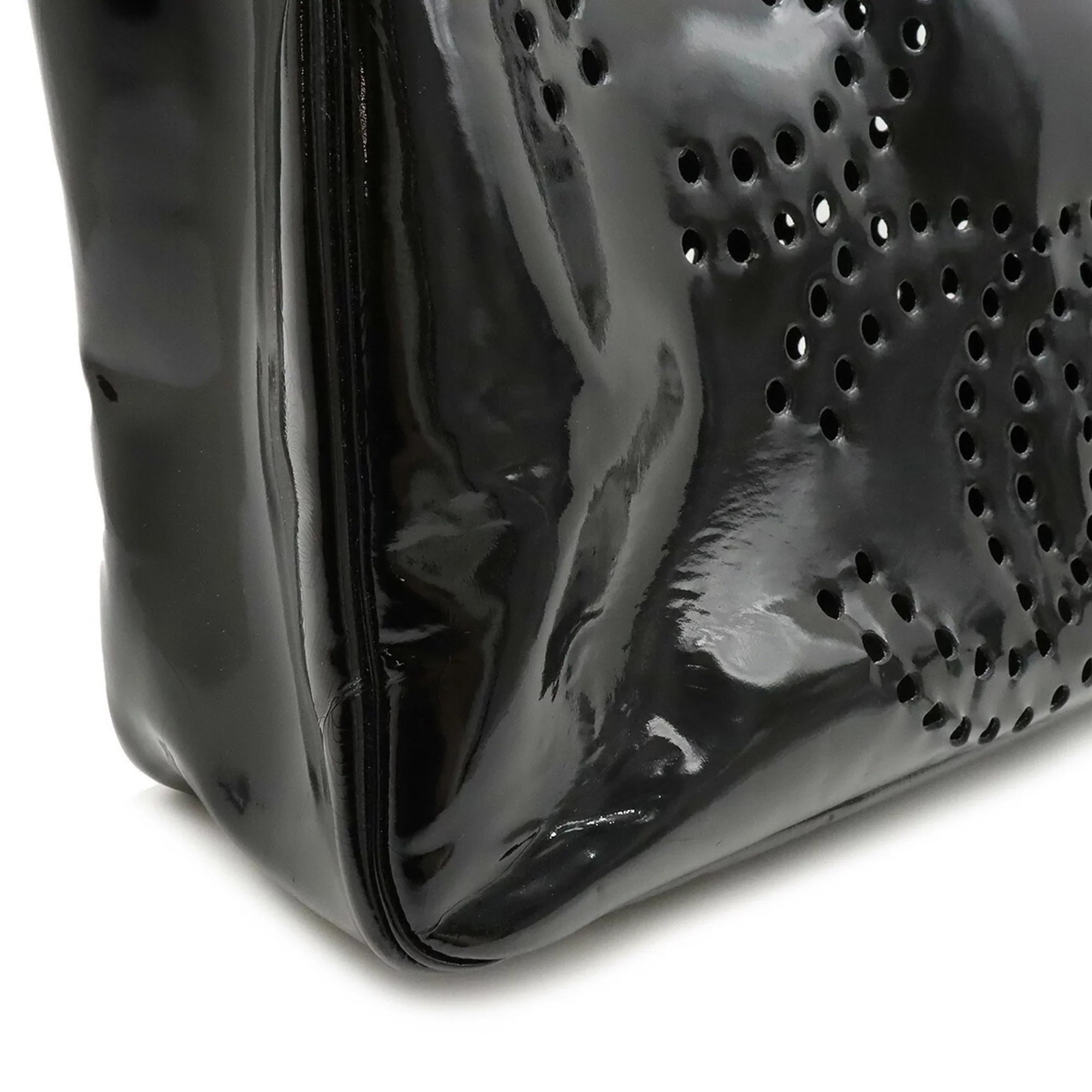 handbag black triple coco here (Good) Pre-Owned punching mark enamel