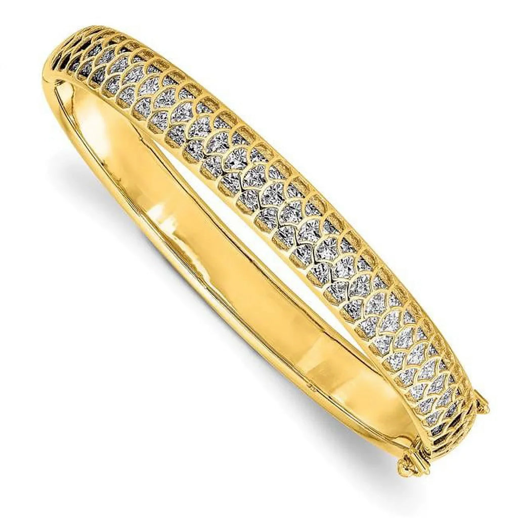 Bangle D/C 14k Hinged Polished Two-Tone Gold