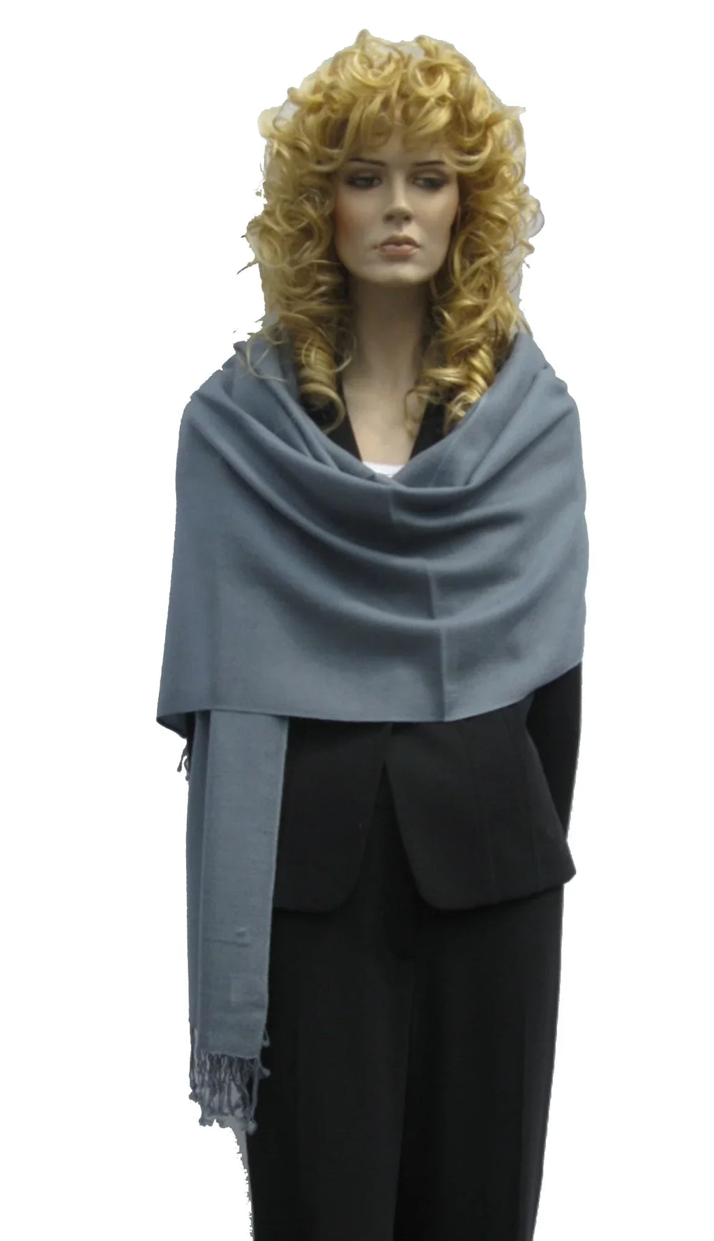 Shawl/Shawls/Scarf/Scarves/Wrap/Stole/Muffler/Cape/Ruana/Blanket/Throw/Pashmina Shawl/Cashmere Scarf/Wool/Silk (Slate Grey Shawl) Regular