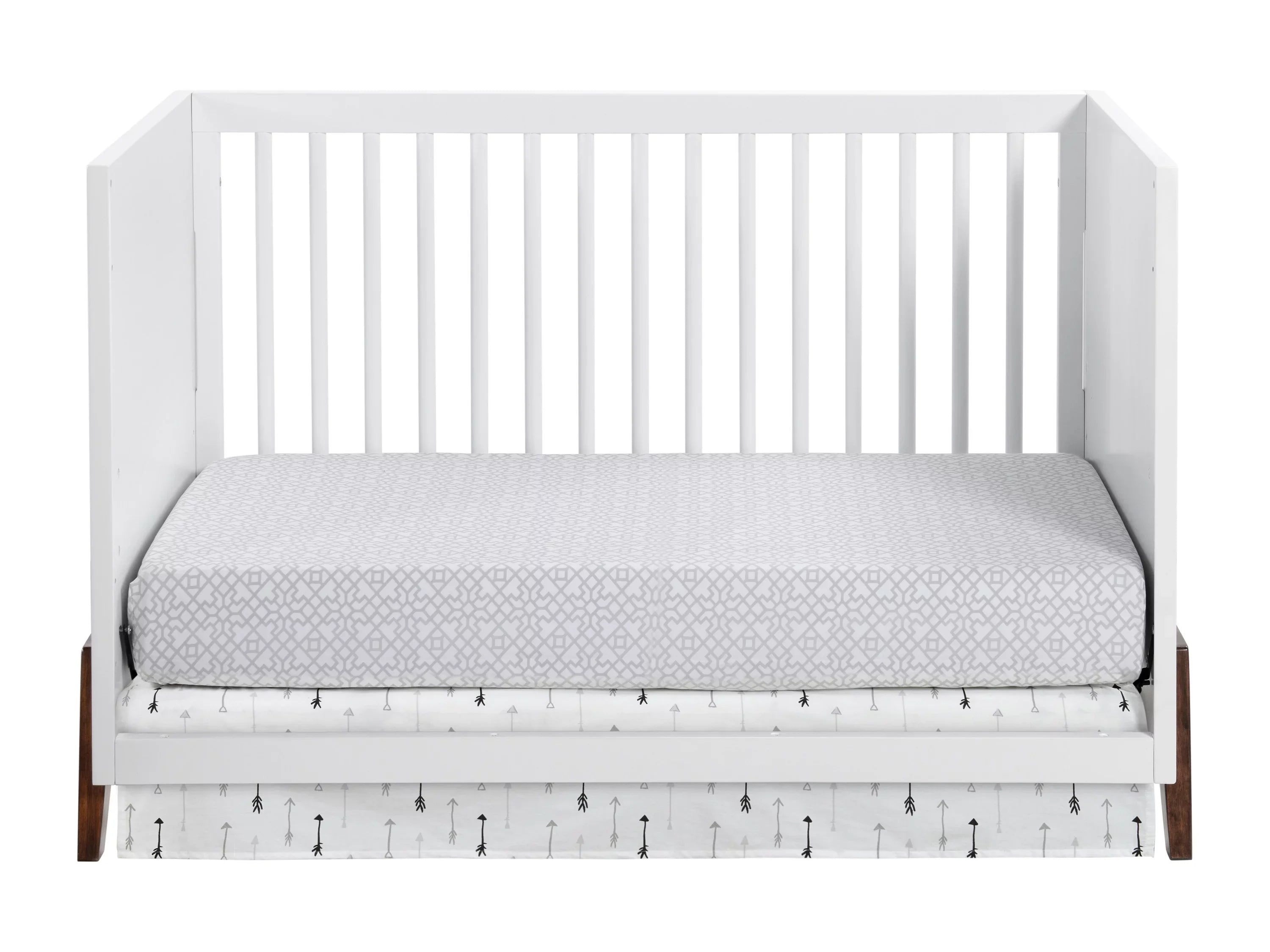 Modern & Island Walnut, Crib White 3-in-1 Wooden Oxford Mari Baby Crib, Convertible