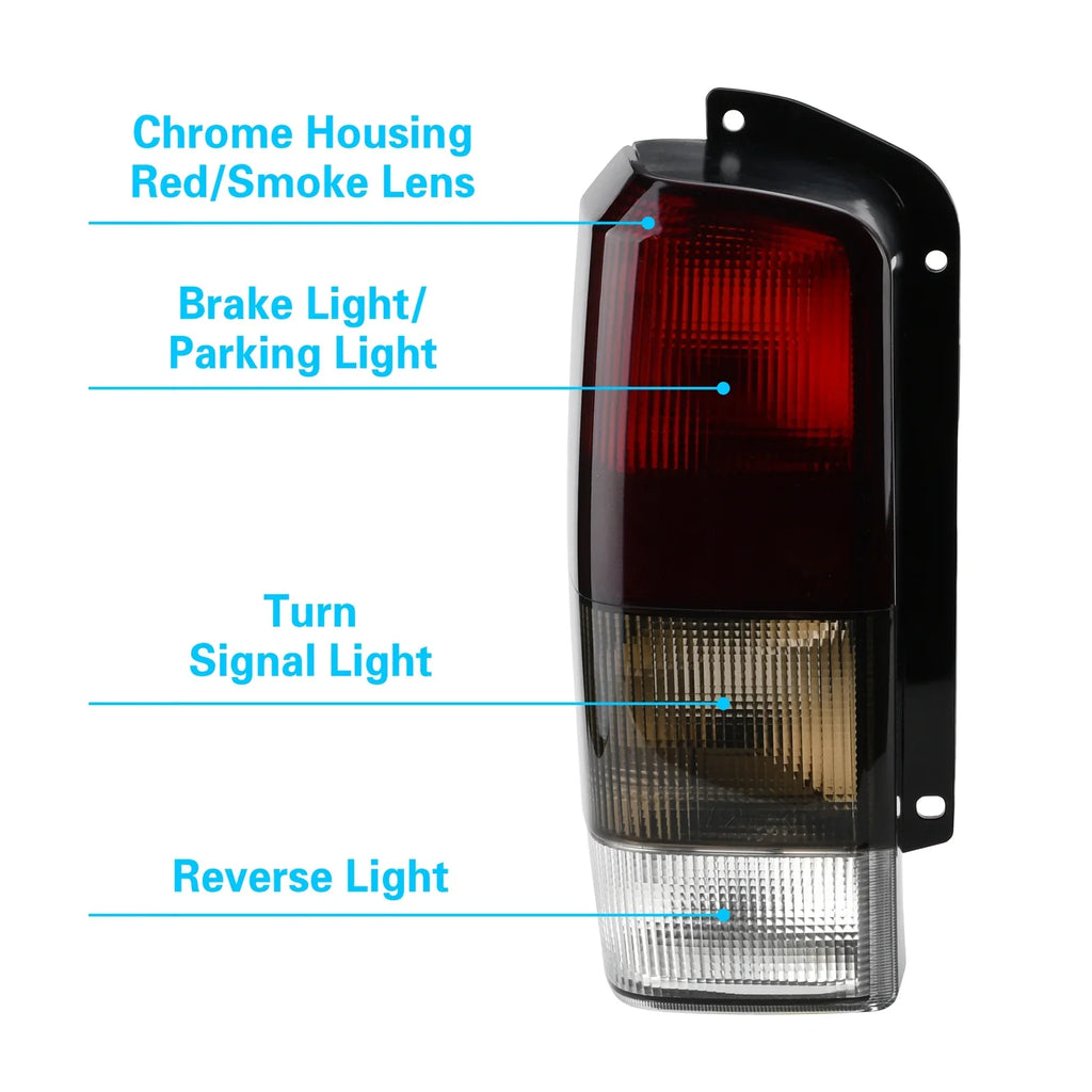 Fits + Set(Left Jeep Lens Lamps XJ Red/black Tail Tail for Rear Lights 1997-2001 Right)Compatible Cherokee XJ 97-01 Smoke with