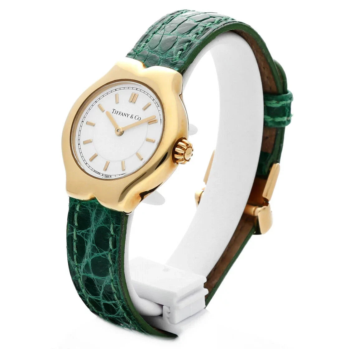 Case Ladies Tesoro Dial Watch 18k L0130 Leather Yellow White Gold Tiffany&amp;Co