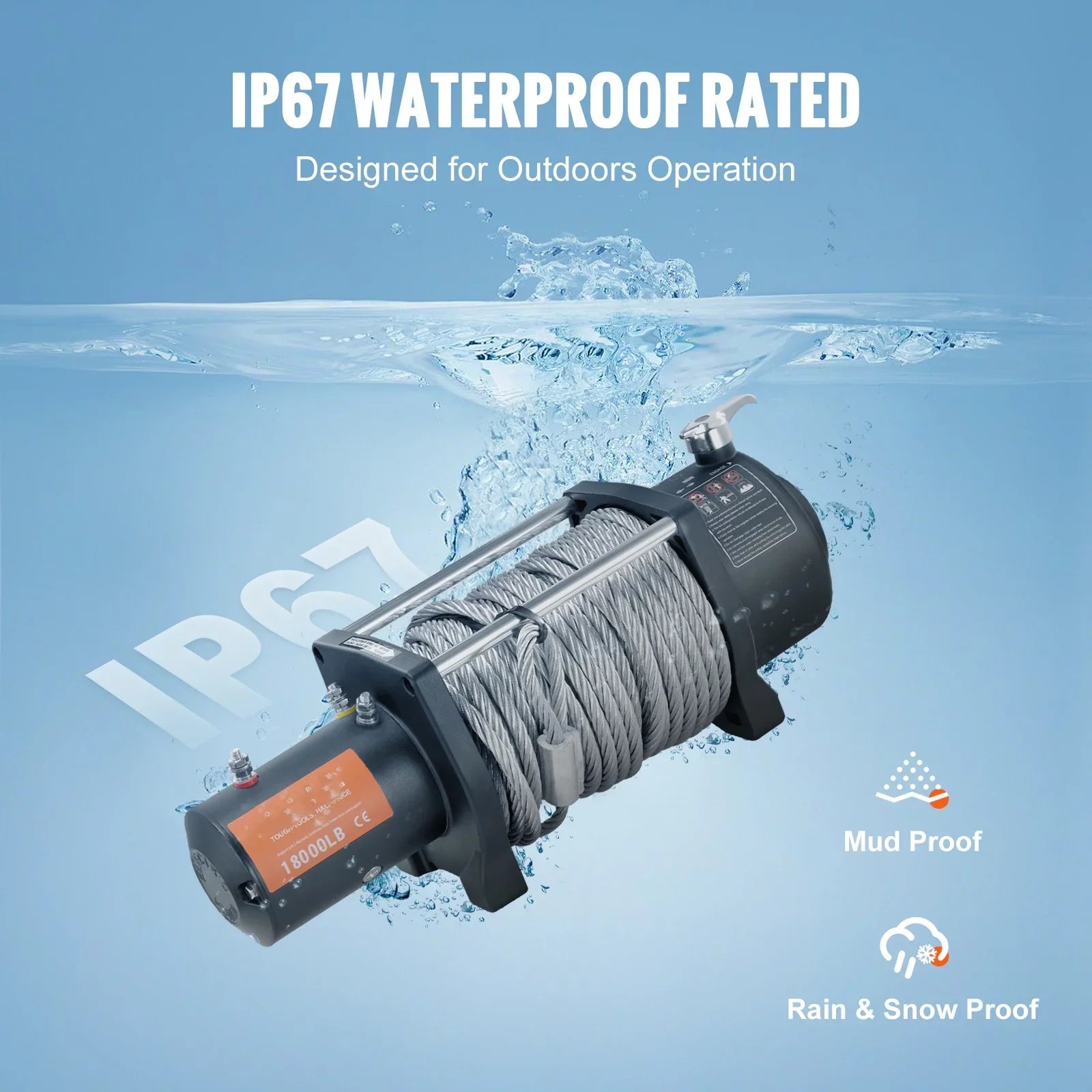 lb 12V Remote Capacity IP67 Winch, Steel BENTISM Electric Winch, Rope Handheld Winch 85ft Load Wireless ATV with 18,000