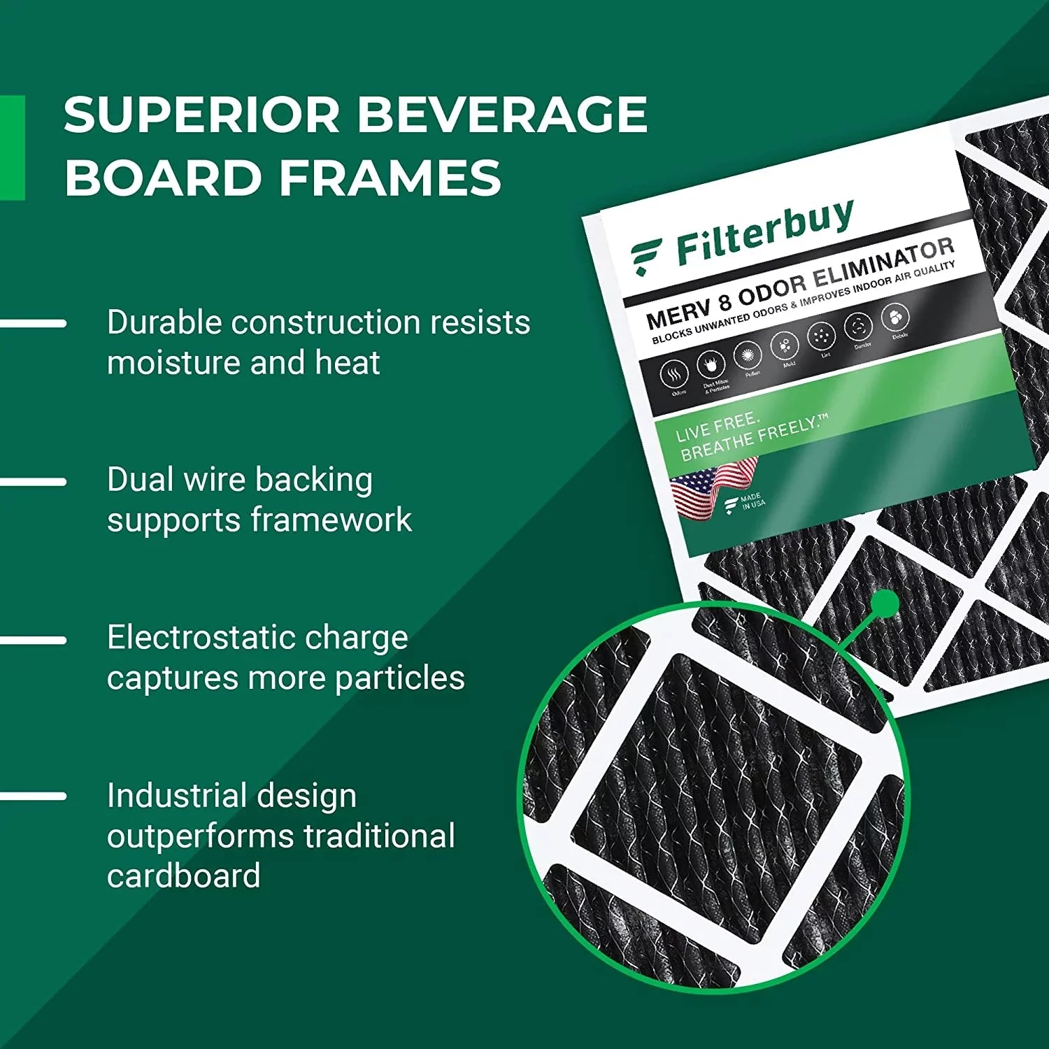 Odor 14x20x1 MERV Pleated Air AC 8 with (5-Pack) Filterbuy Carbon Eliminator Activated HVAC Filters Furnace