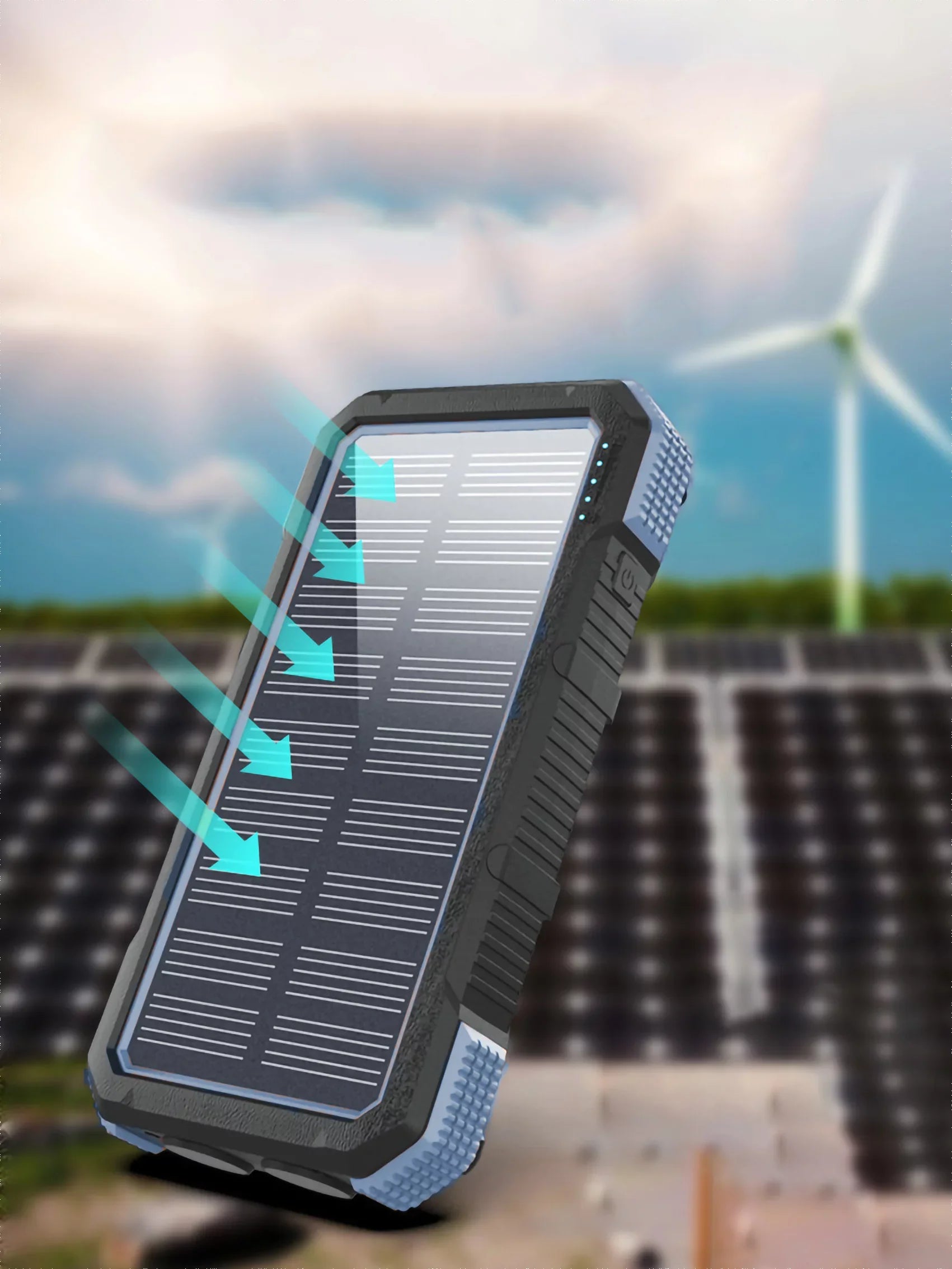 exterior Wireless Portable Charger Power 26800mAh Powered Solar Charging Bank