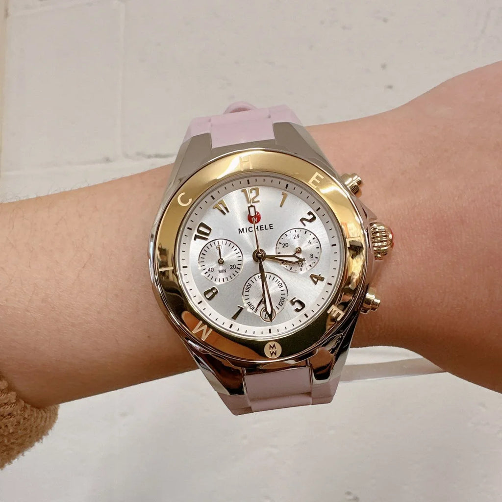 Michele Pink Two Tone Watch Jelly Bean Gold MWW12F000105 Silver Tahitian