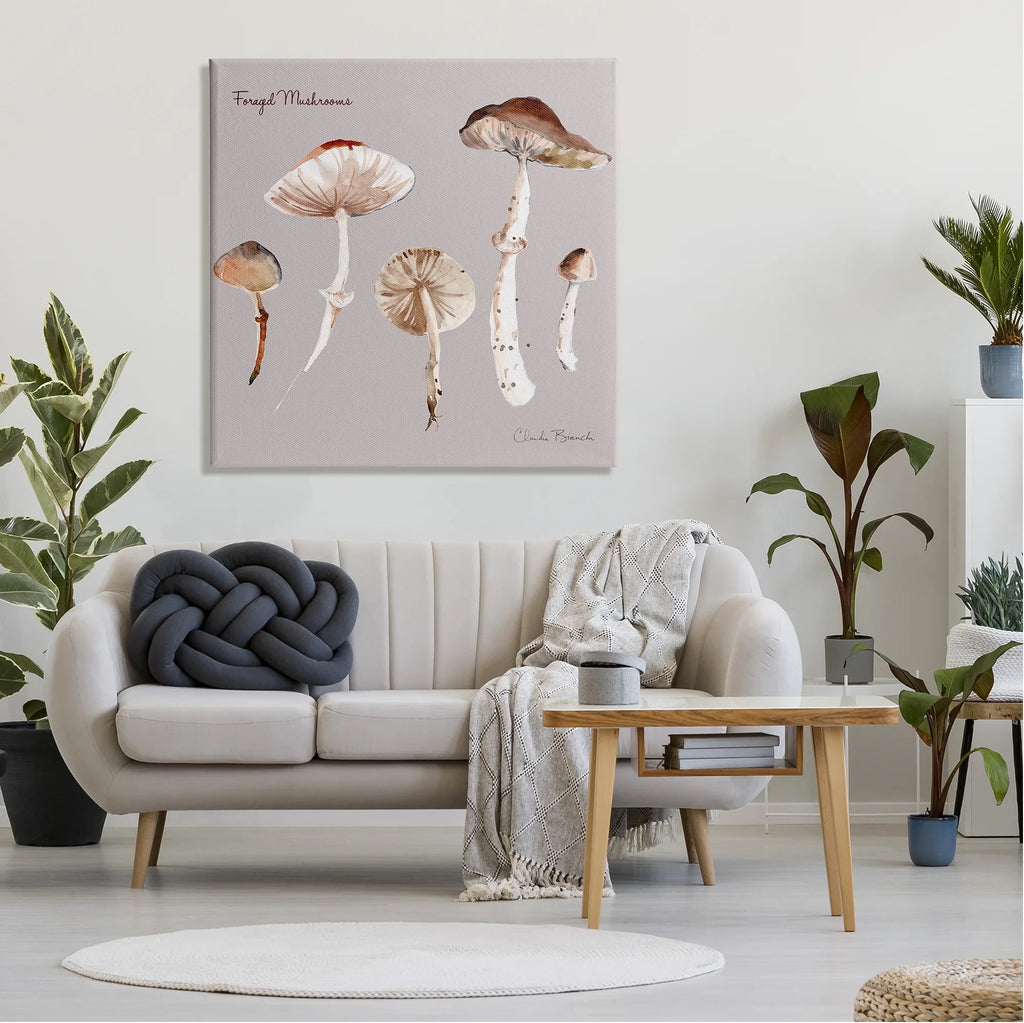 Botanical Wall & Art, Canvas Foraged Floral 36 x Stupell Study Wrapped Mushrooms 36 Art Painting Industries Print Gallery