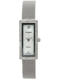 dial crystal with mother silvertone row of pearl surrounding watch a mesh a ladies