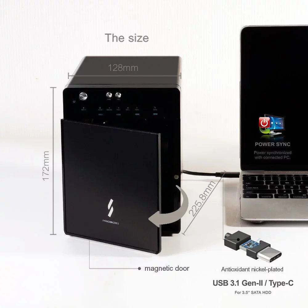 Bay (HF7-SU31C) SATA – 3.5-inch USB USB Hard / C Gen Type 2 USB-C 4 Mediasonic Drive 3.1 10Gbps Enclosure 3.1