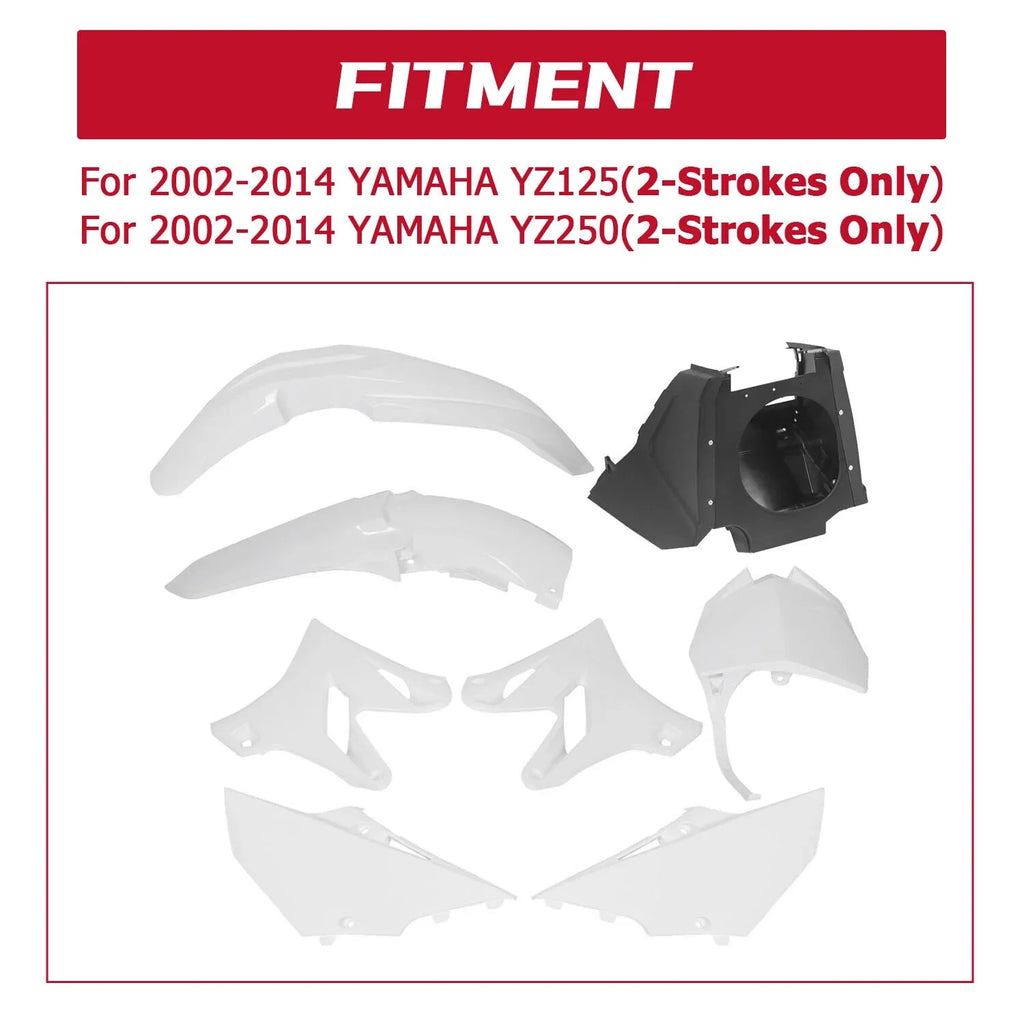 White YZ125 Yamaha Kojem Plastic Complete Kit 2002-2014 YZ250 for Restyle