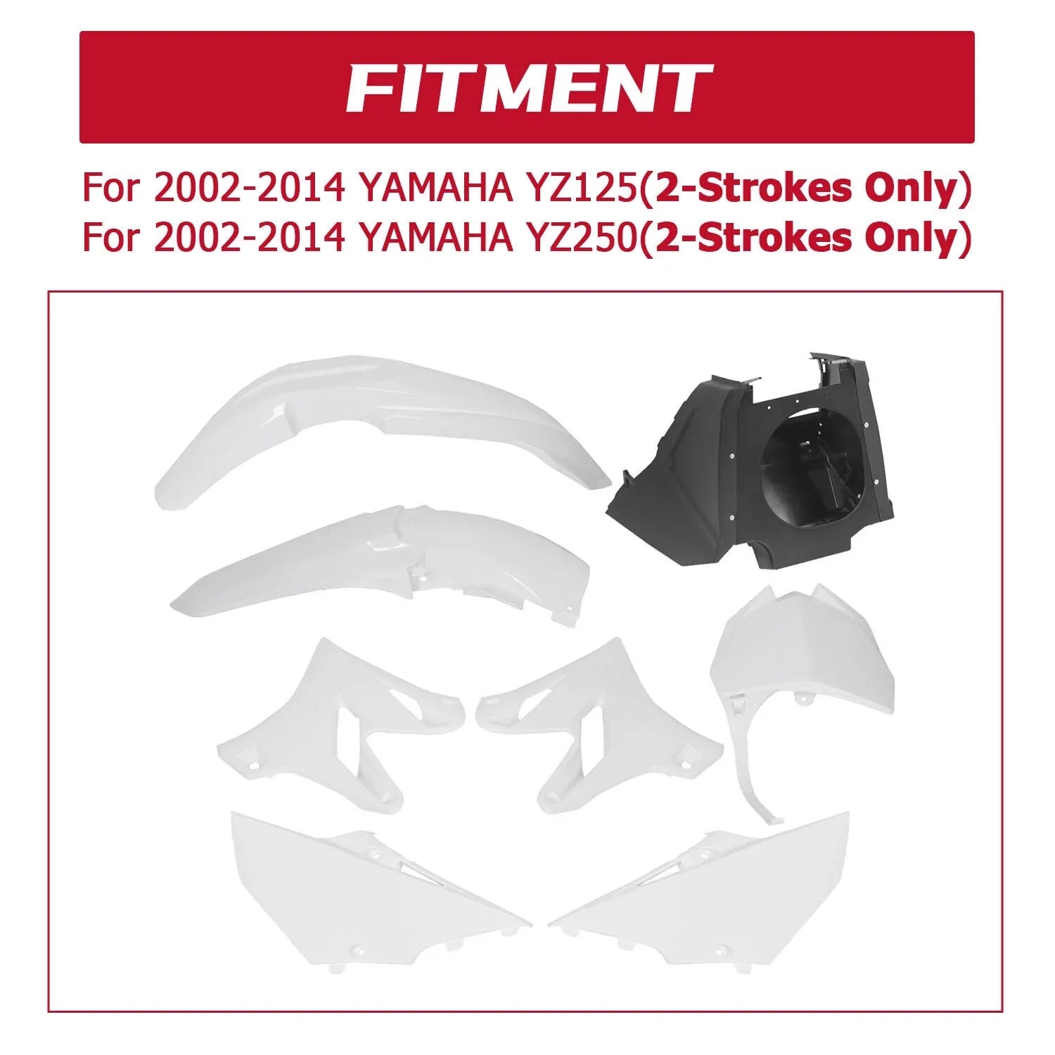 White YZ125 Yamaha Kojem Plastic Complete Kit 2002-2014 YZ250 for Restyle